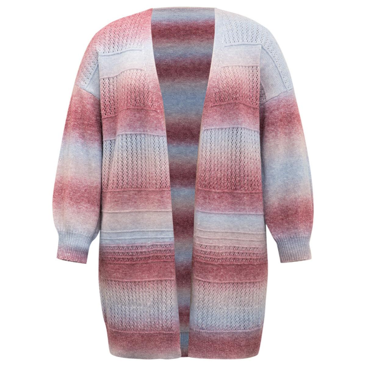 Plus Size Ombre Elastic Cuffs Open Front Cardigan Multicolor Women Casual Loose Long Sleeve Dailywear Cardigans BloomChic 10/M Product Image