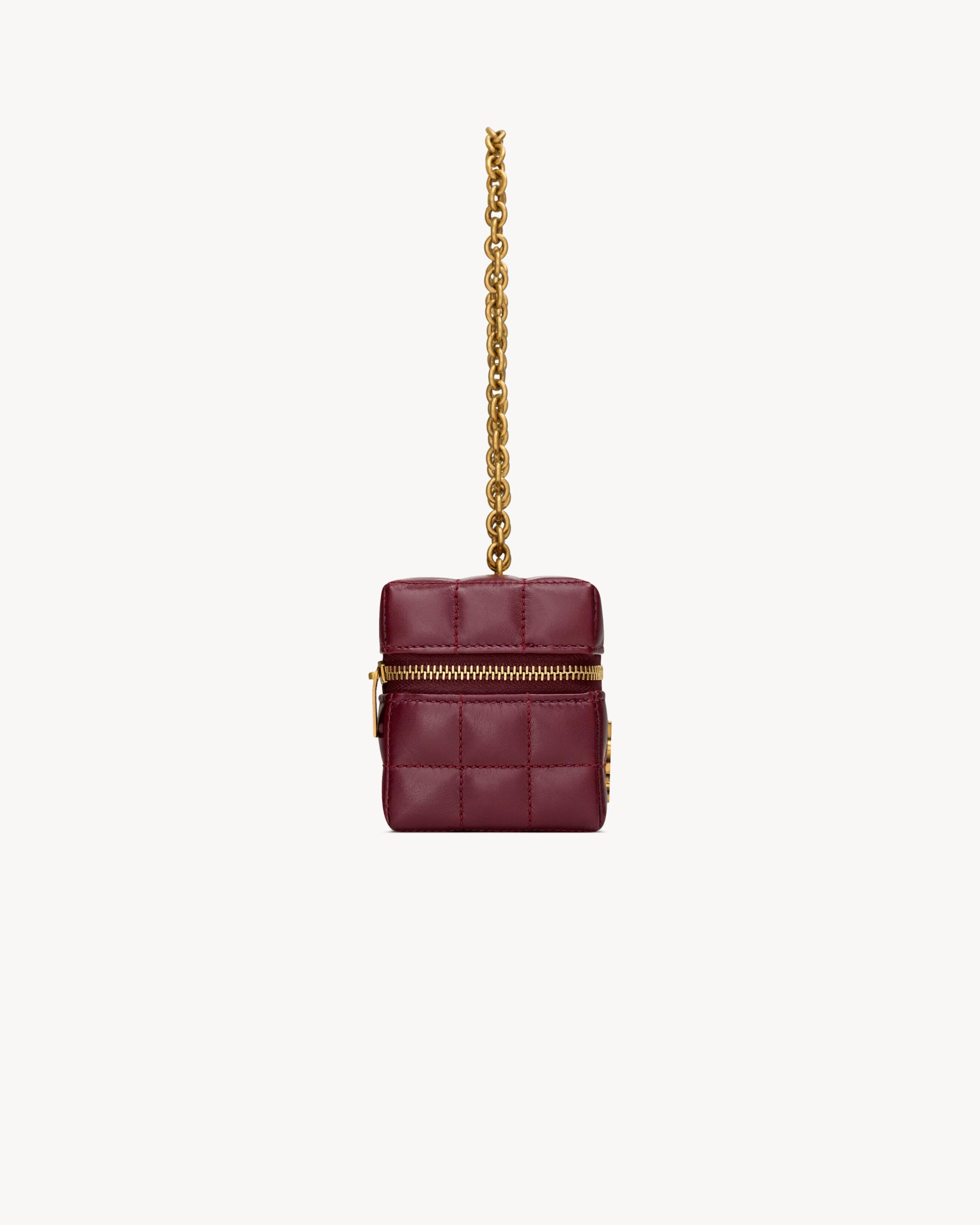 CASSANDRE MATELASSÉ CARRÉ mini cube on chain in shiny leather Product Image