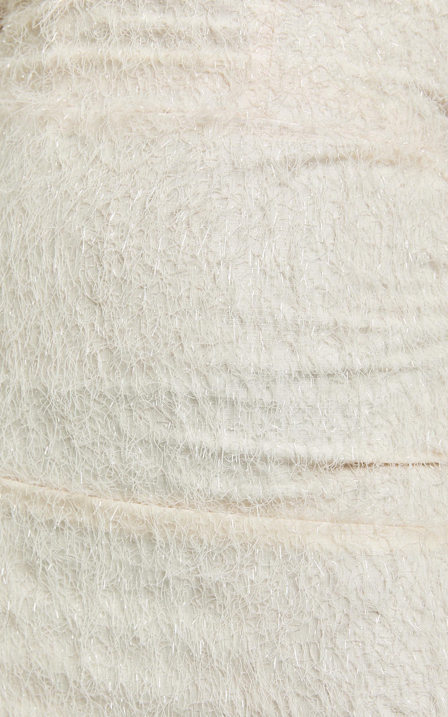 Frida Mini Skirt - High Waisted A Line Fluffy Skirt in Cream Product Image