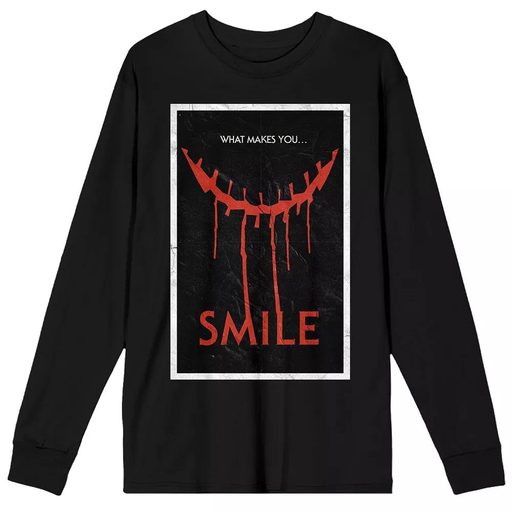 Men's Smile What Makes You Smile Long Sleeve Graphic Tee, Size: Medium, Black Product Image