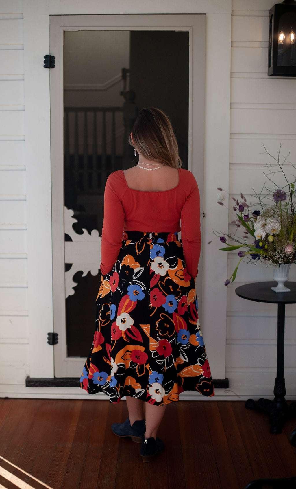 Trices Skirt in Abstract Floral Product Image