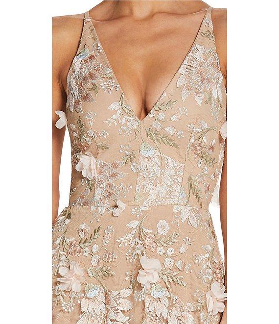 Dress the Population Sidney 3D Floral Plunging V-Neck Sleeveless Maxi Dress Product Image