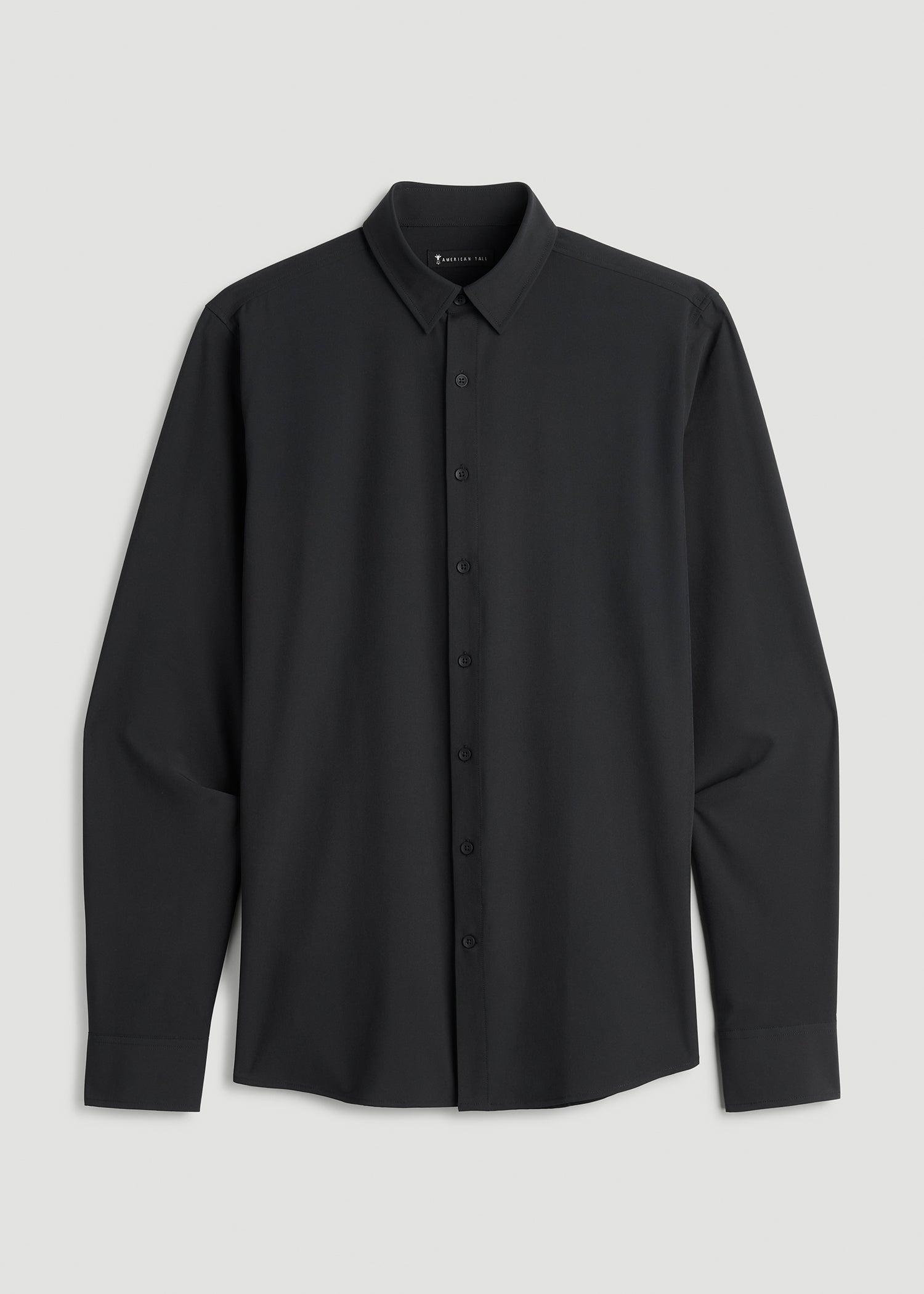 Traveler Stretch Dress Shirt for Tall Men in Black Male Product Image