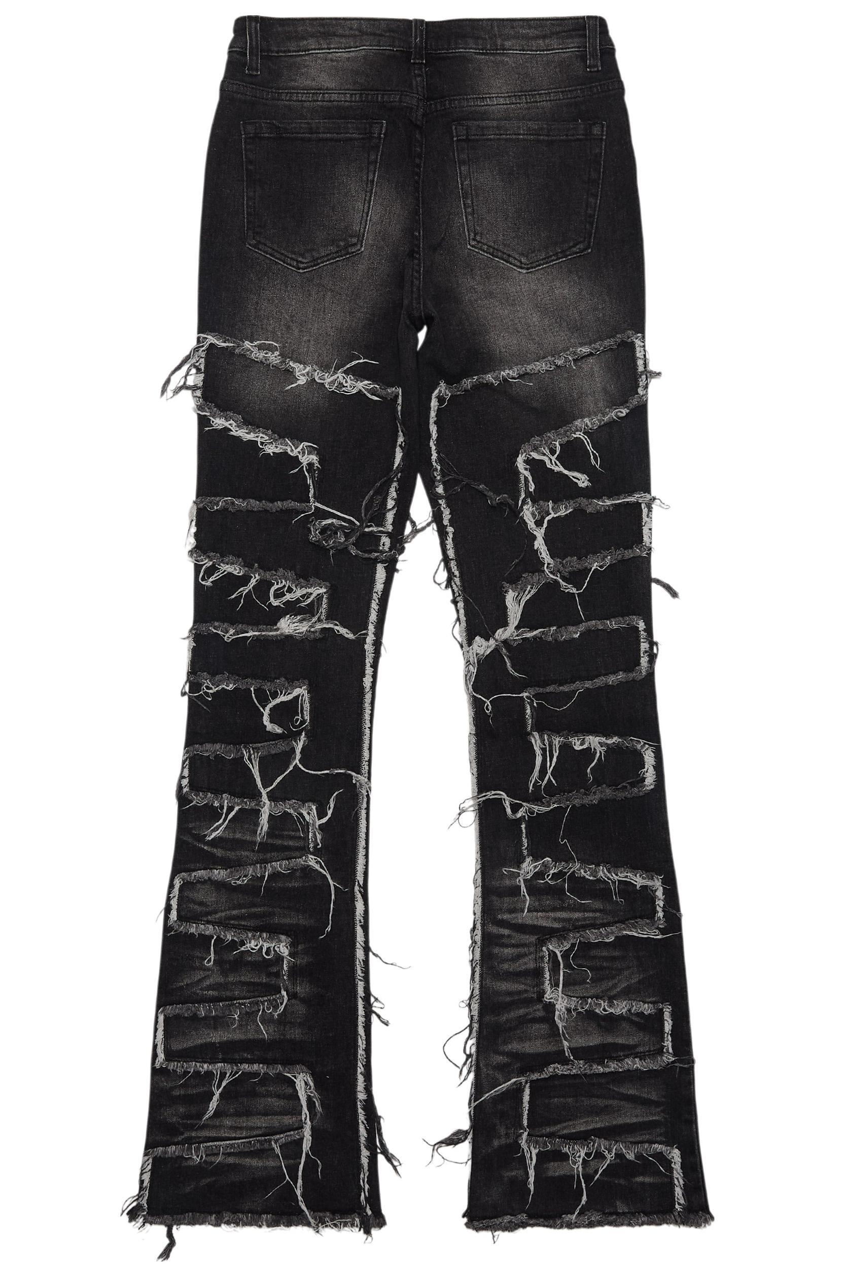 Zariyah Grey Wash Rhinestone Stacked Flare Jean Female Product Image