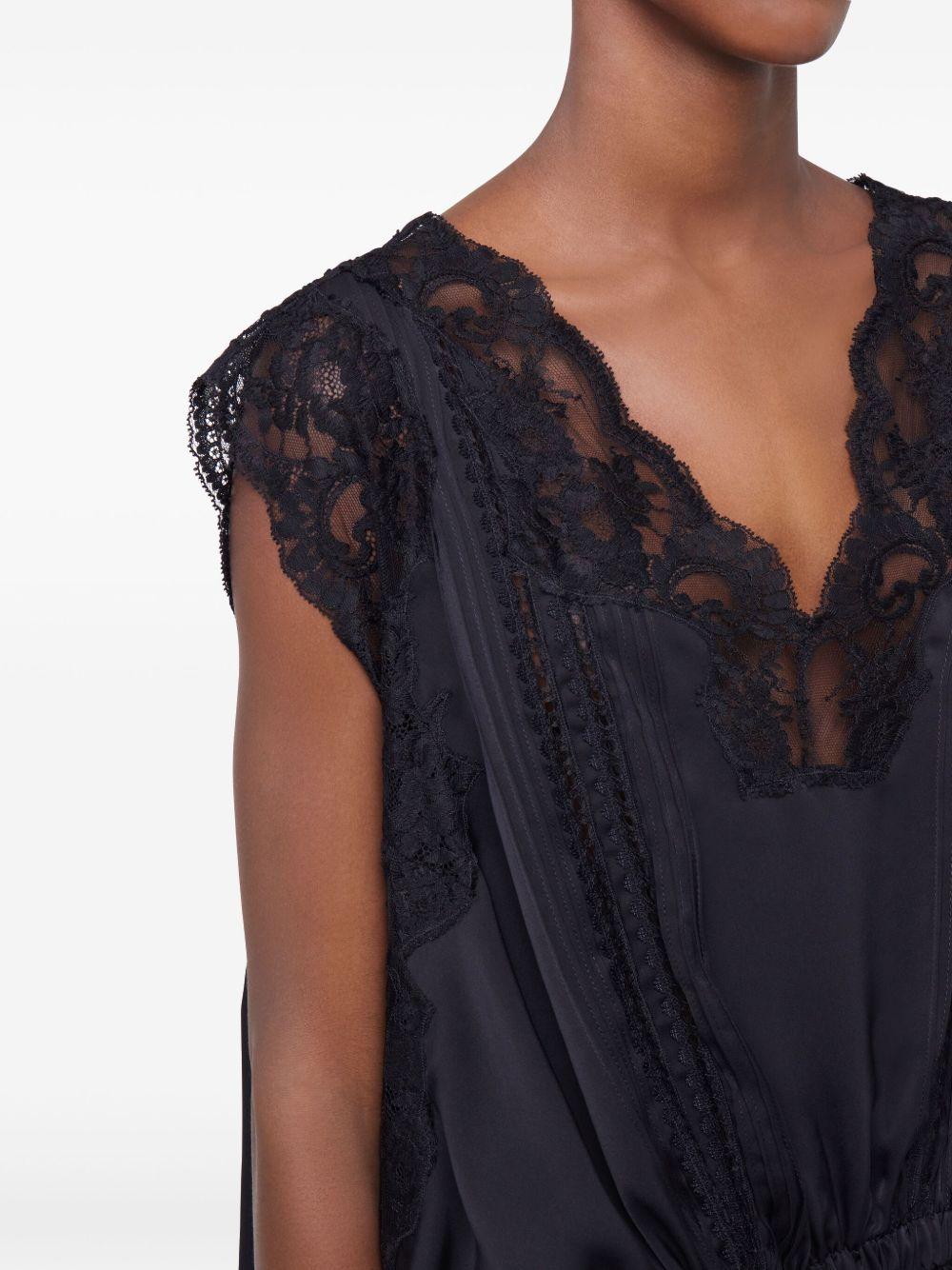 BLACK SHORT DRESS IN LACE AND SATIN Product Image
