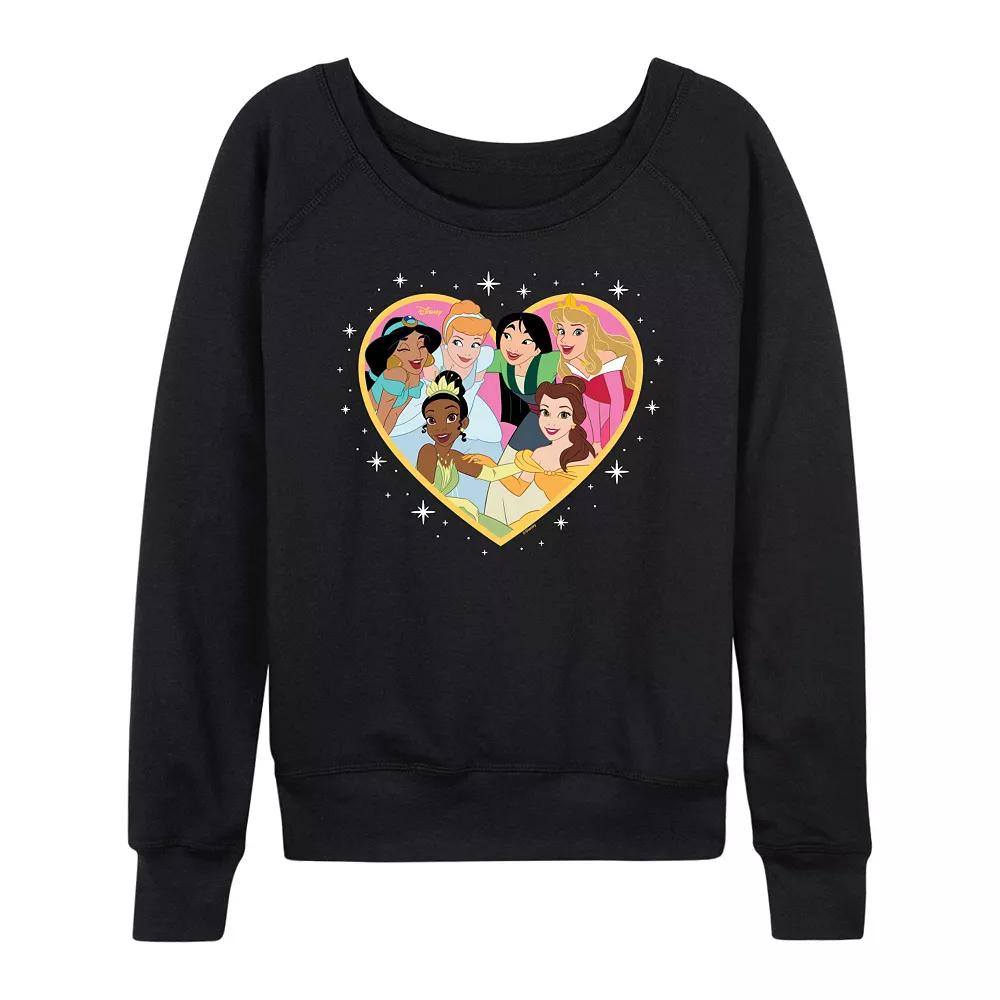 Disney Princess Women's Group Heart French Terry Long Sleeve Tee,  Product Image