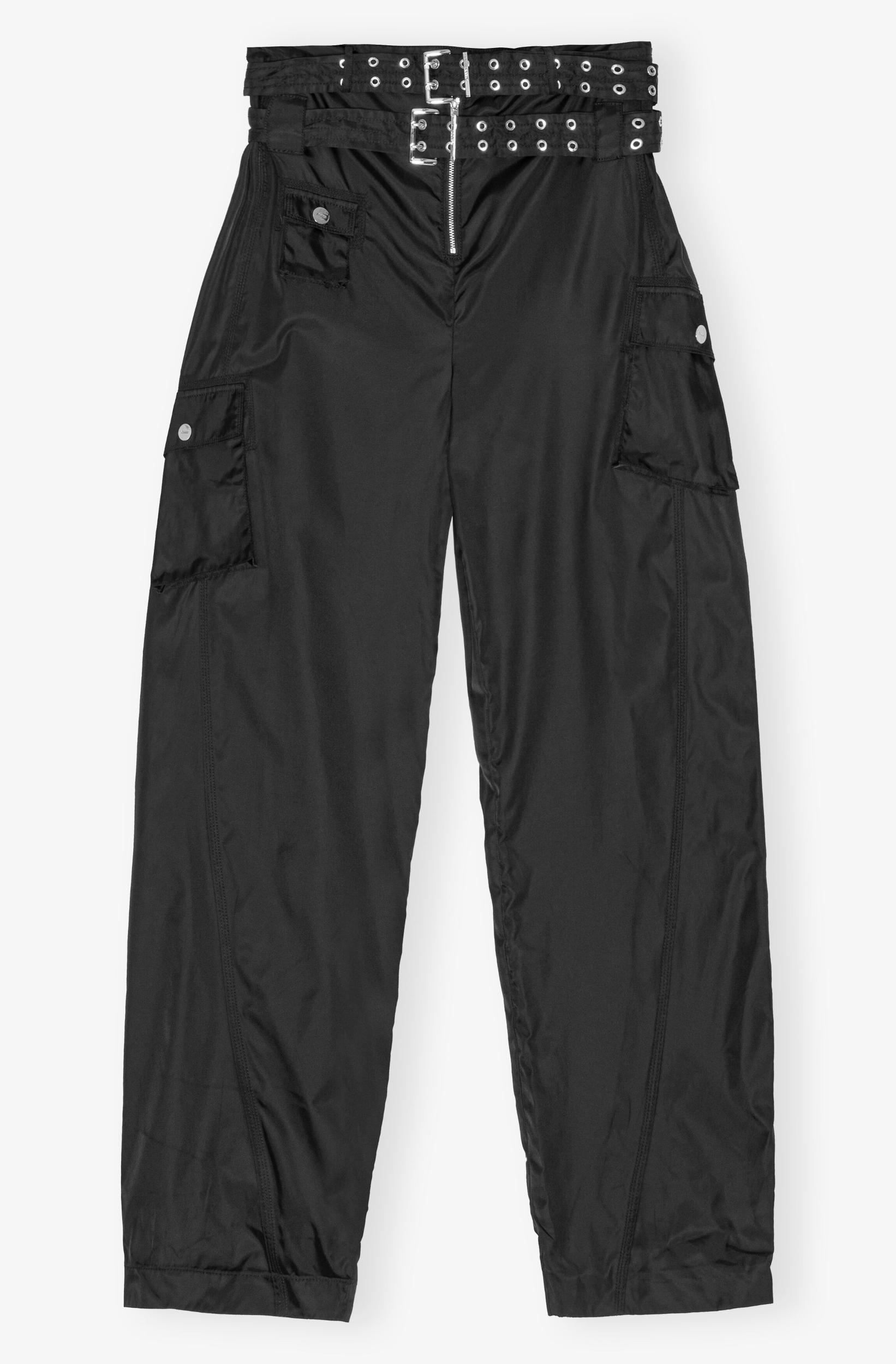 Black Duchesse Nylon Pocket Pants Product Image