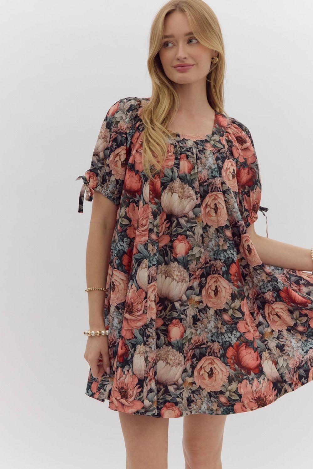 Lindsey Floral Tie Sleeve Dress Product Image