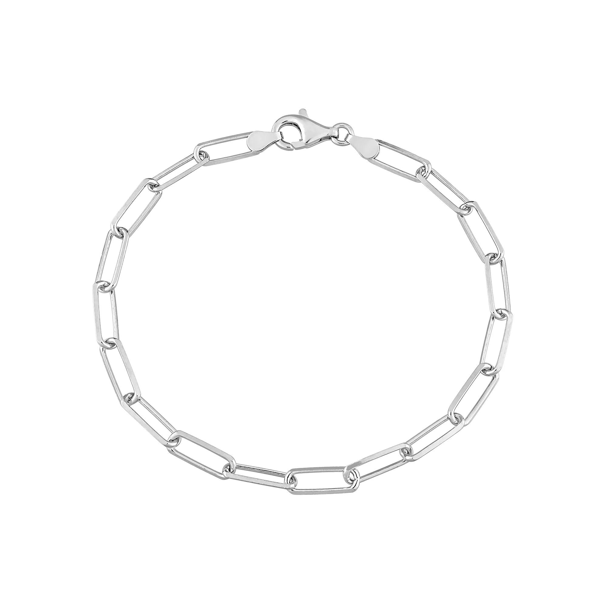 Stella Grace Sterling Silver Fancy Cut Paper Clip Link Chain Bracelet, Mens Product Image
