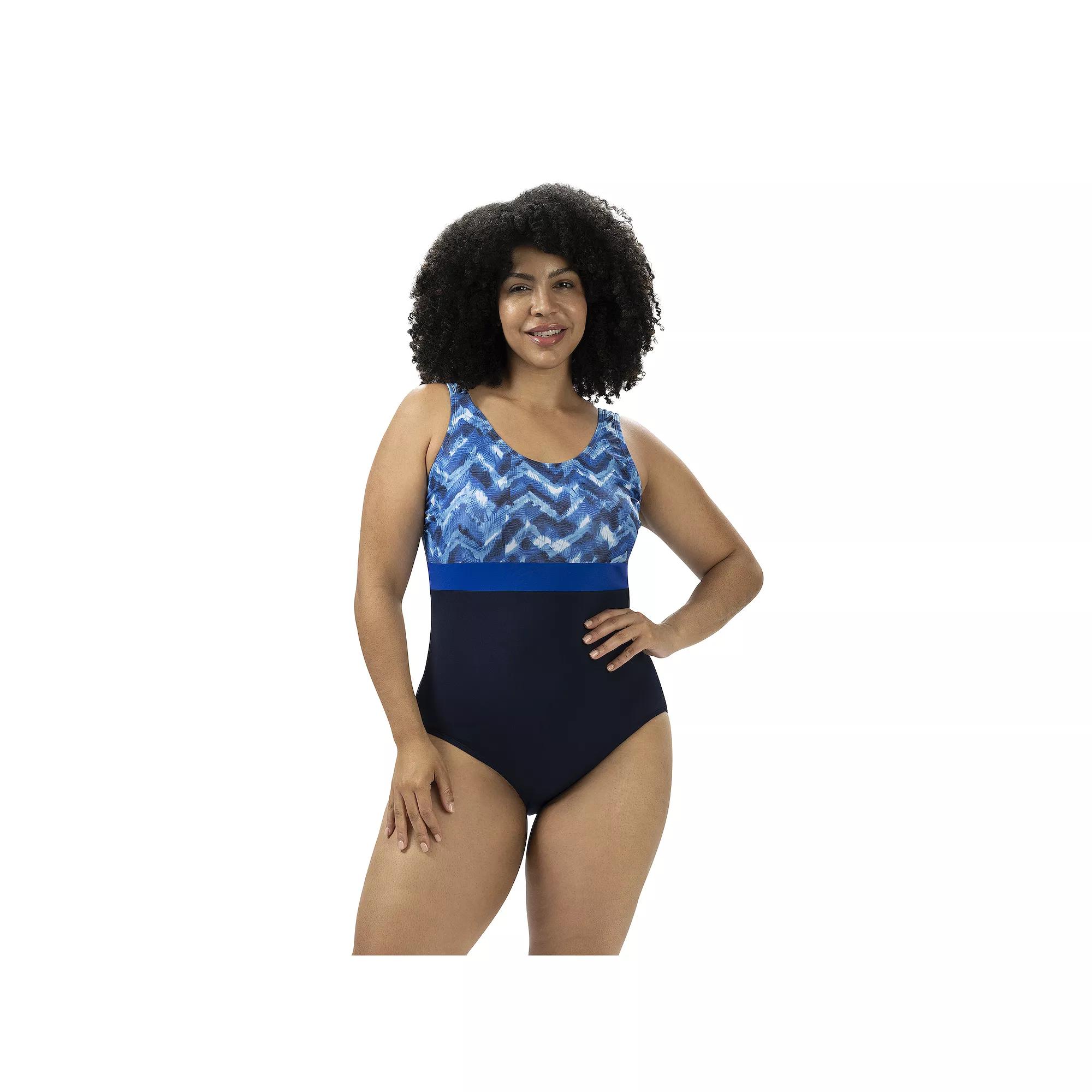 Women's Dolfin Aquashape Printed One-Piece Swimsuit, Size: 18, Blue Product Image