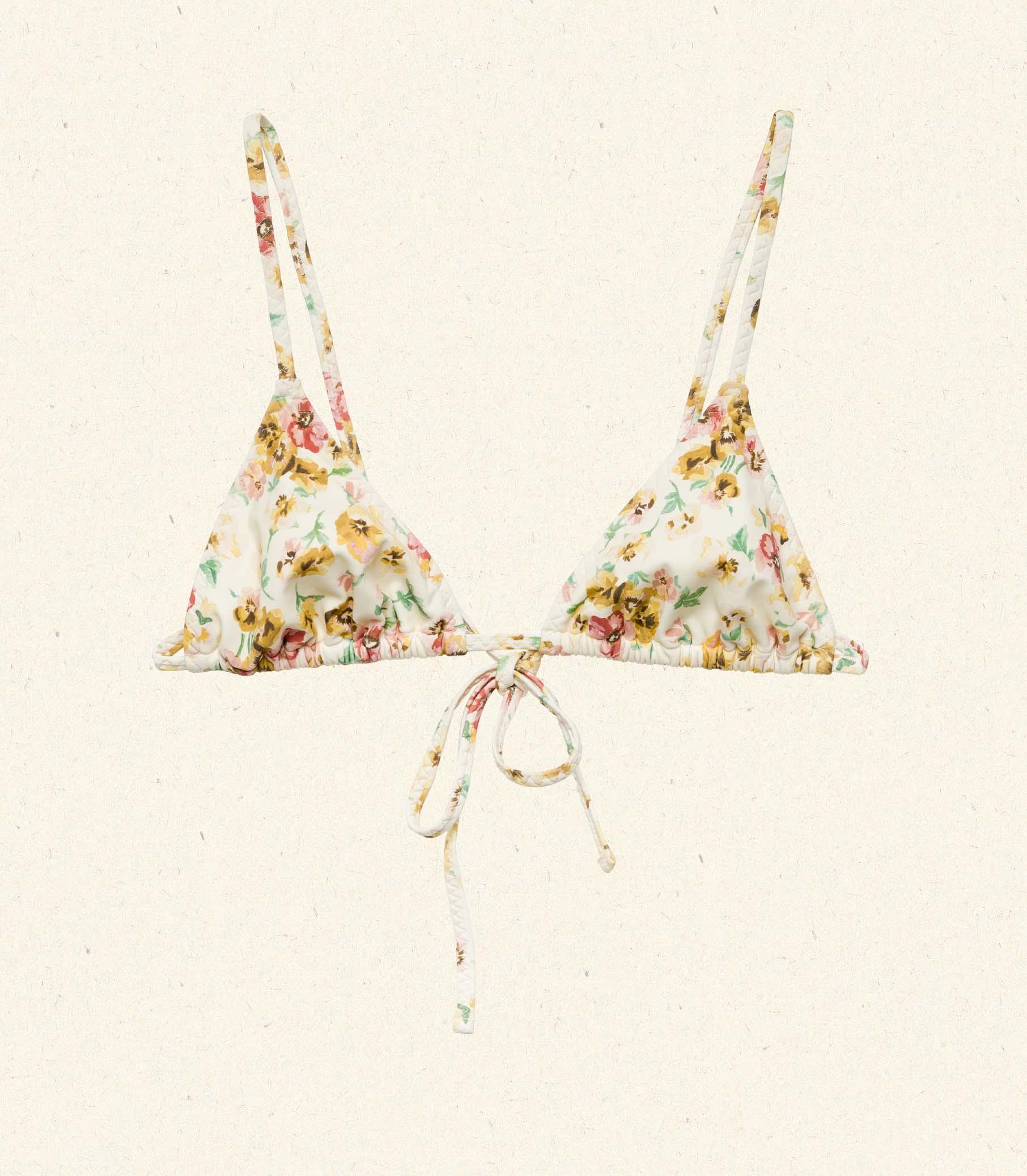 CAPRI BIKINI TOP -- CITRON PANSY FLORAL Product Image
