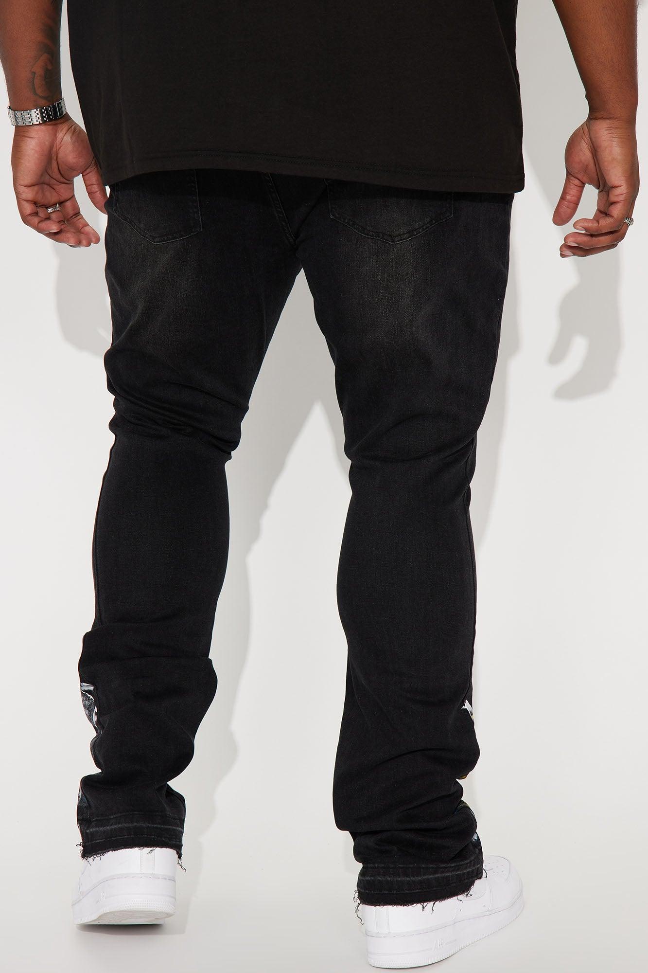 Paint The Town Stacked Skinny Flare Jeans - Black Product Image