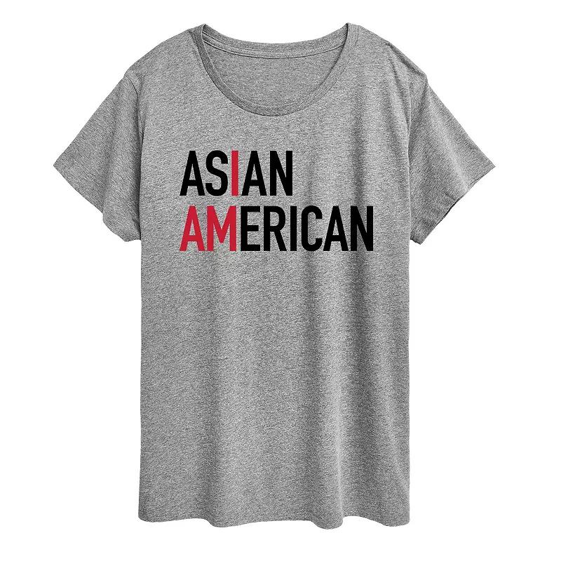 Plus I am Asian American Graphic Tee, Womens Grey Gray Product Image