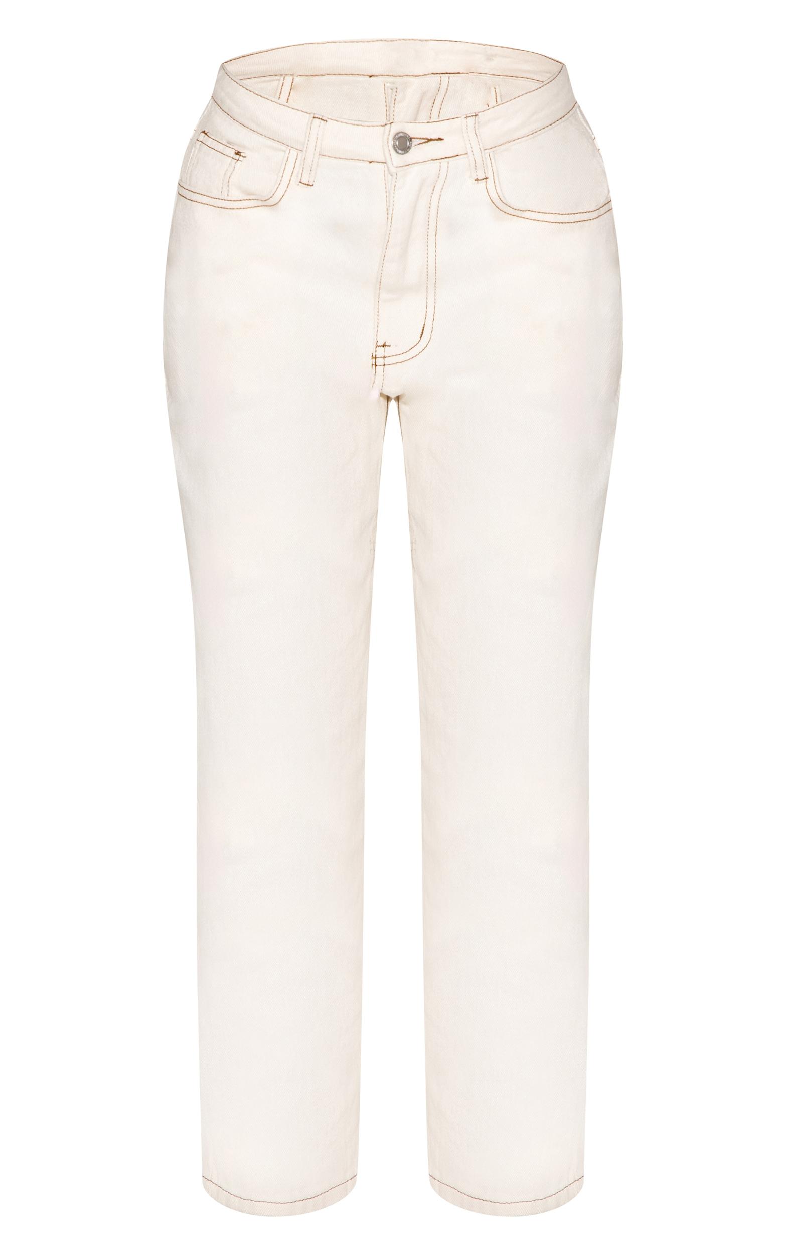 Petite Ecru High Waist Mom Jeans Product Image