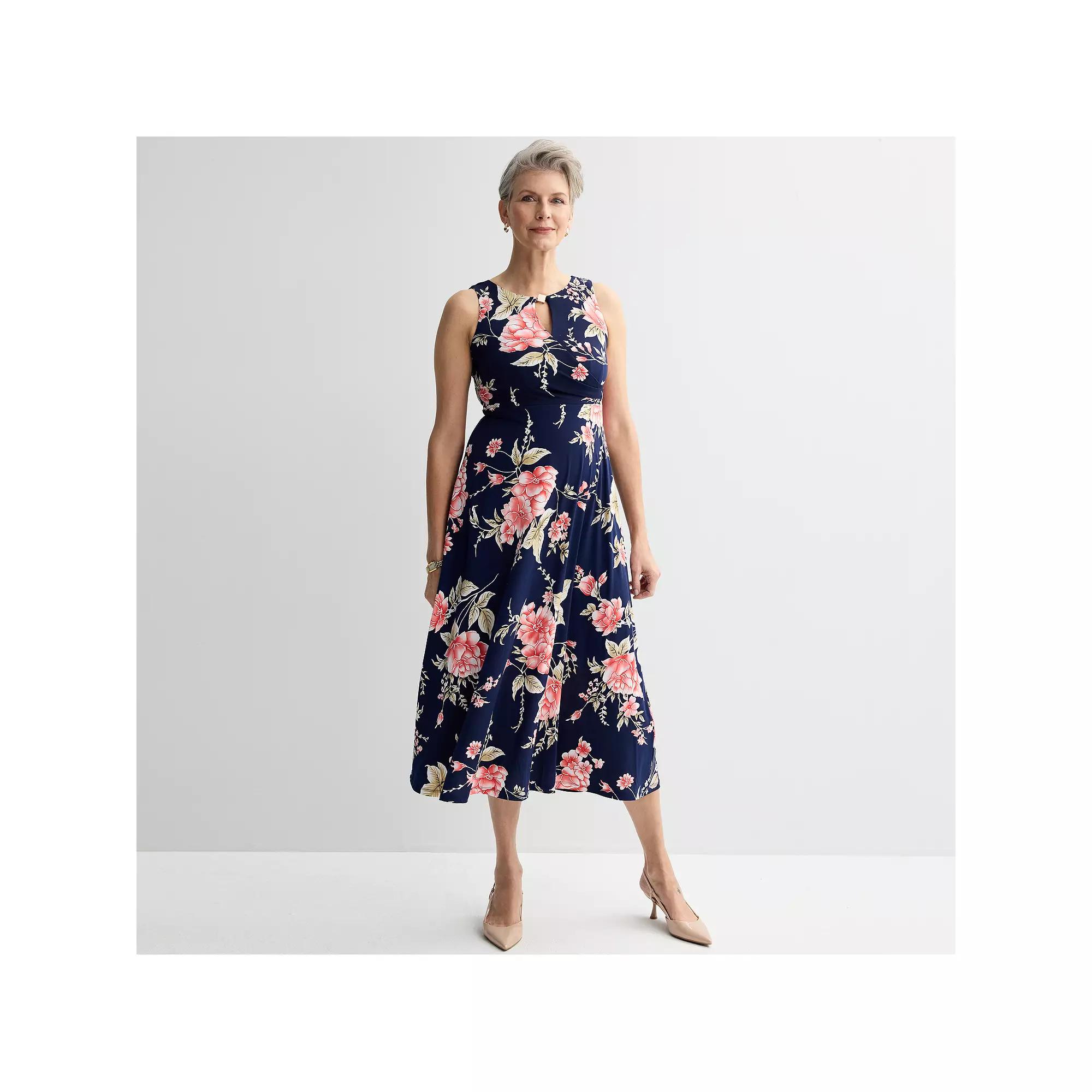 Petite Sandra Darren Surplice Pleated Floral Midi Dress, Women's, Size: Medium Petite, Blue Blush Product Image