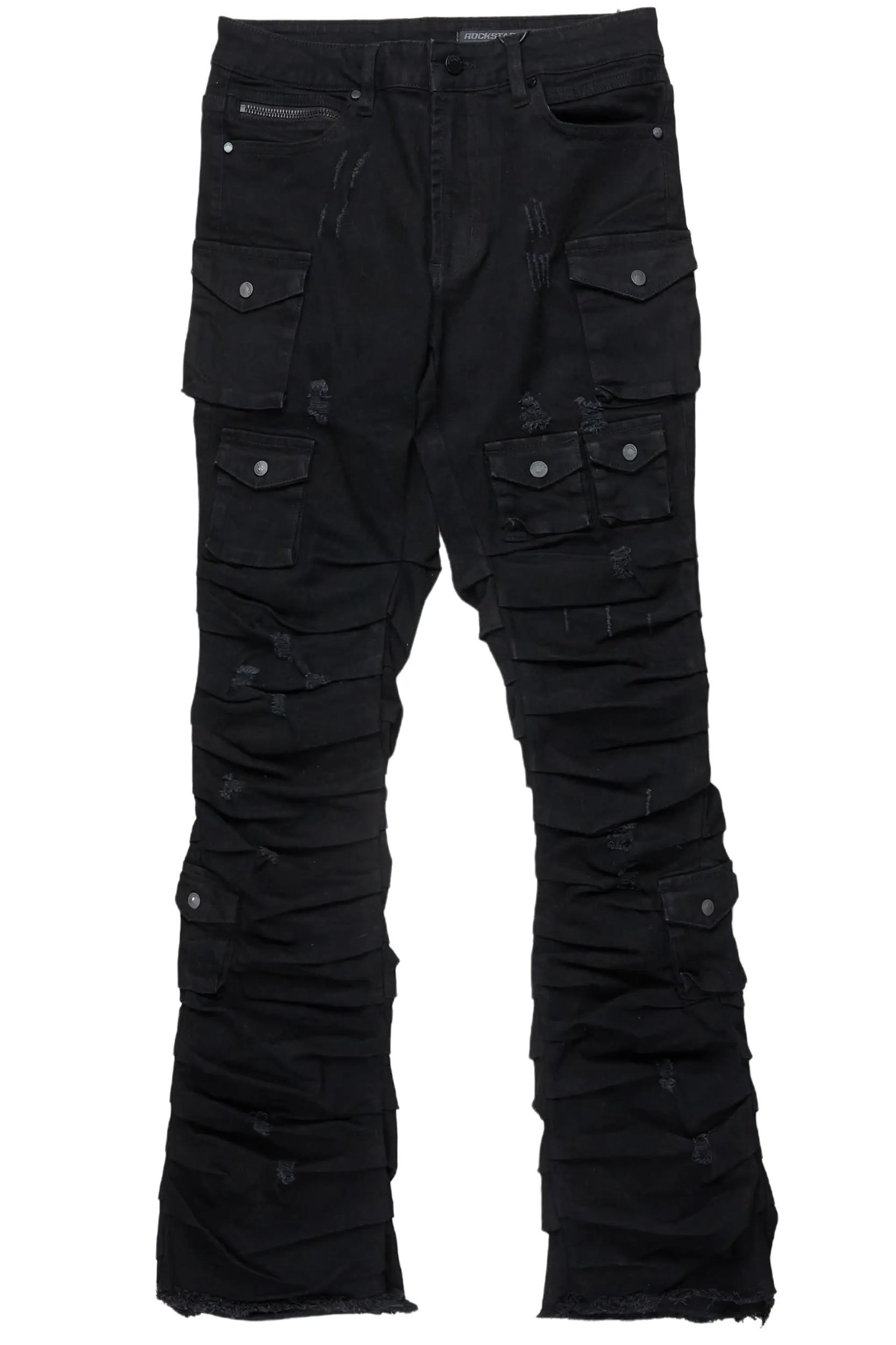 Gentry Black Stacked Flare Jean Male Product Image