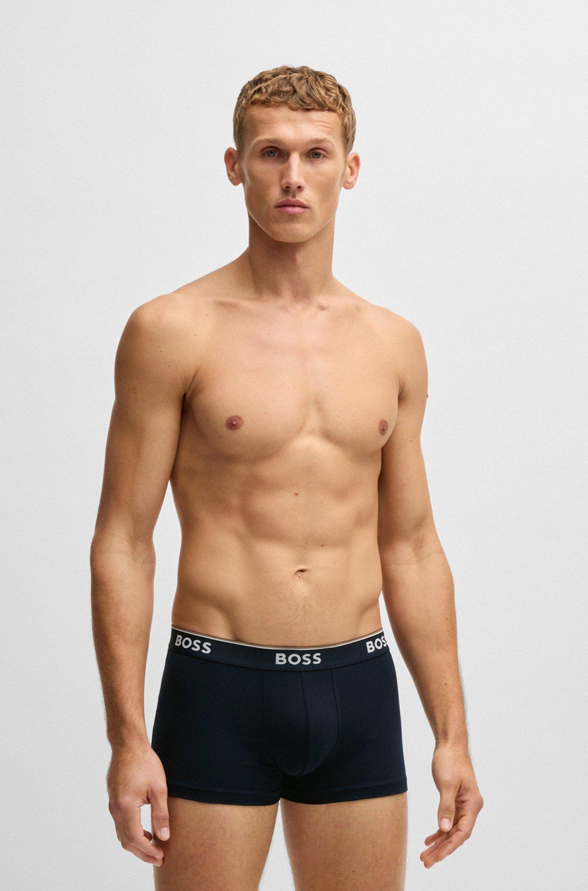 Three-pack of logo-waistband trunks in stretch cotton Product Image