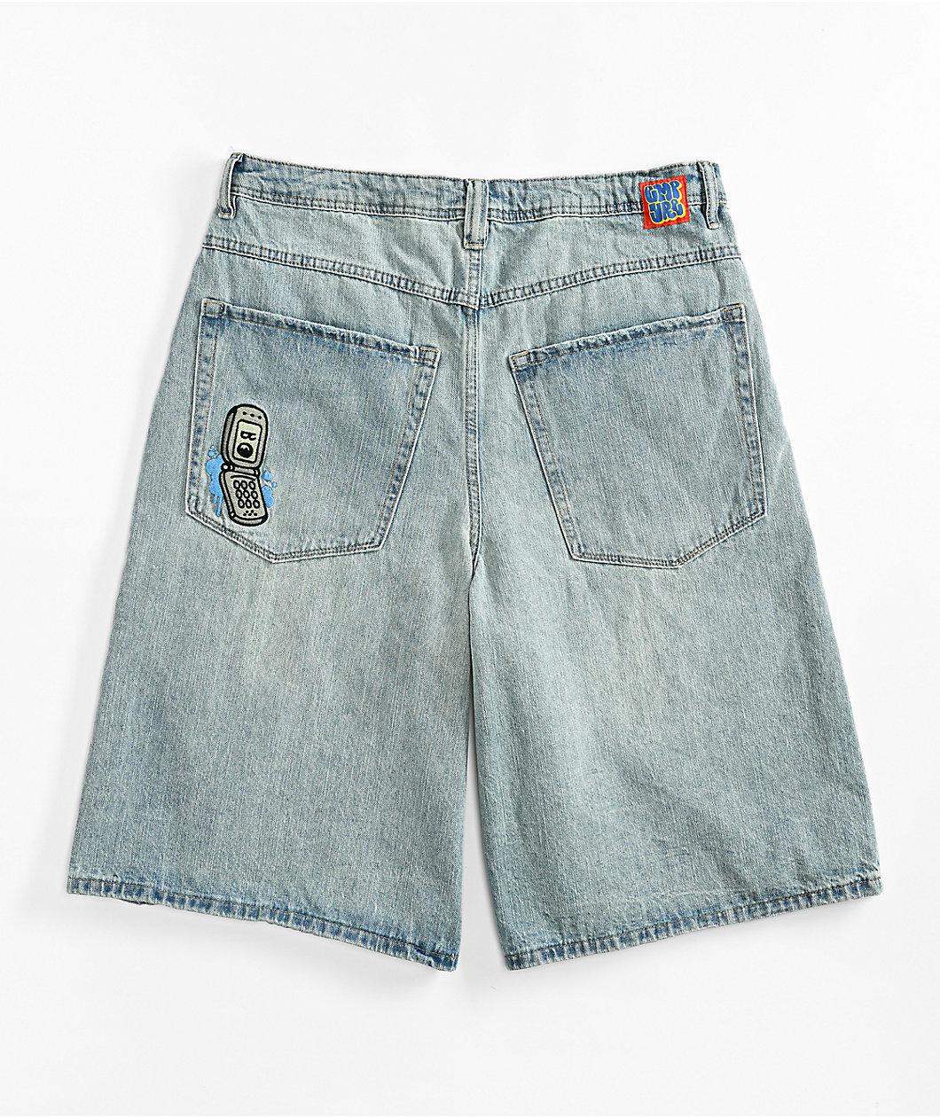Empyre Ultra Loose Light Blue Denim Skate Shorts Product Image