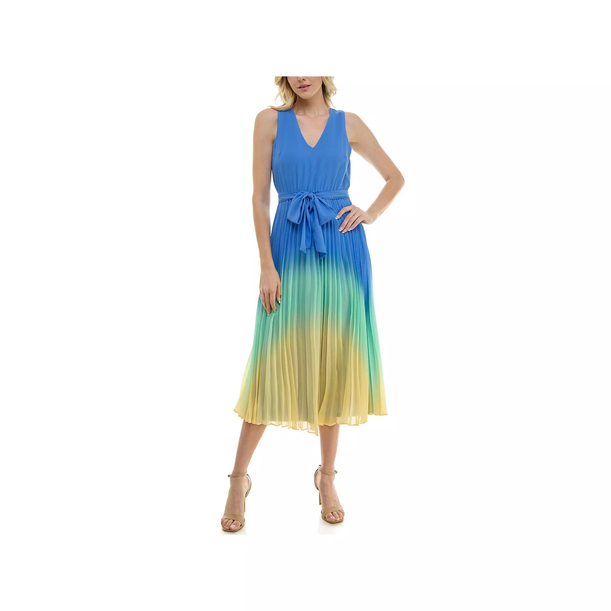 Women's Taylor V-Neck A-Line Belted Midi Dress, Size: 8, Seafoam Product Image