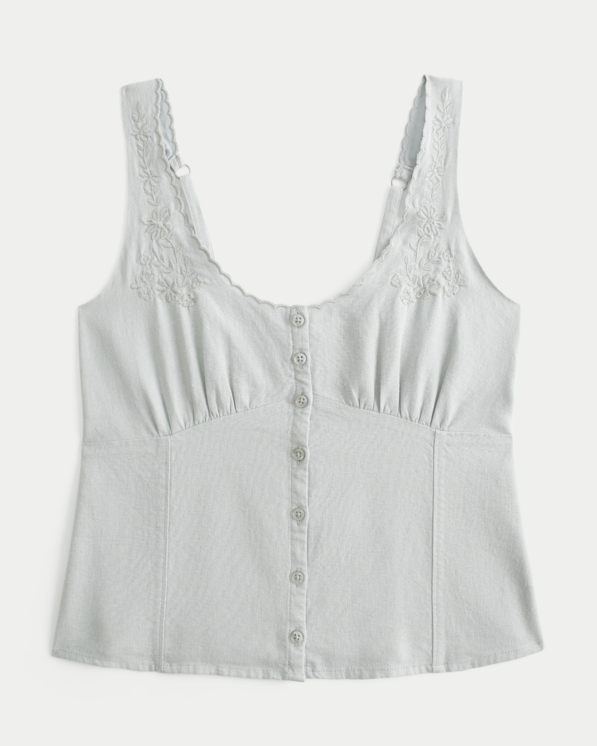 Linen Blend Button-Through Top Product Image