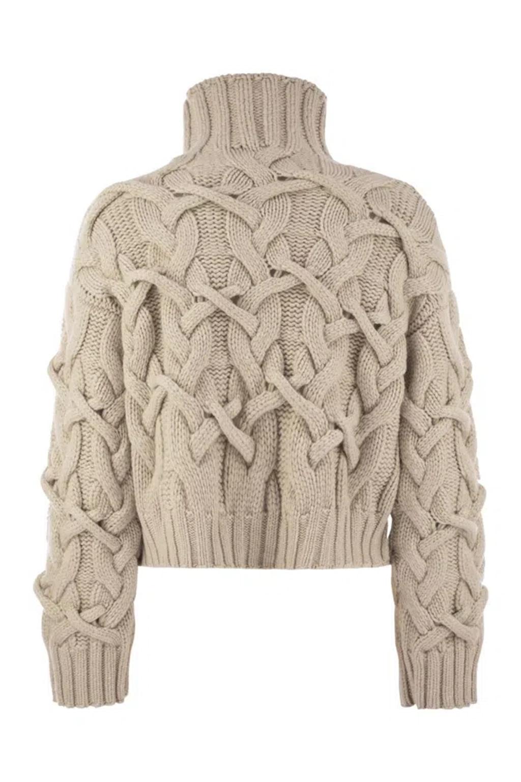 BRUNELLO CUCINELLI Braided Sweater Sweaters And Cardigans Beige In Neutral Product Image
