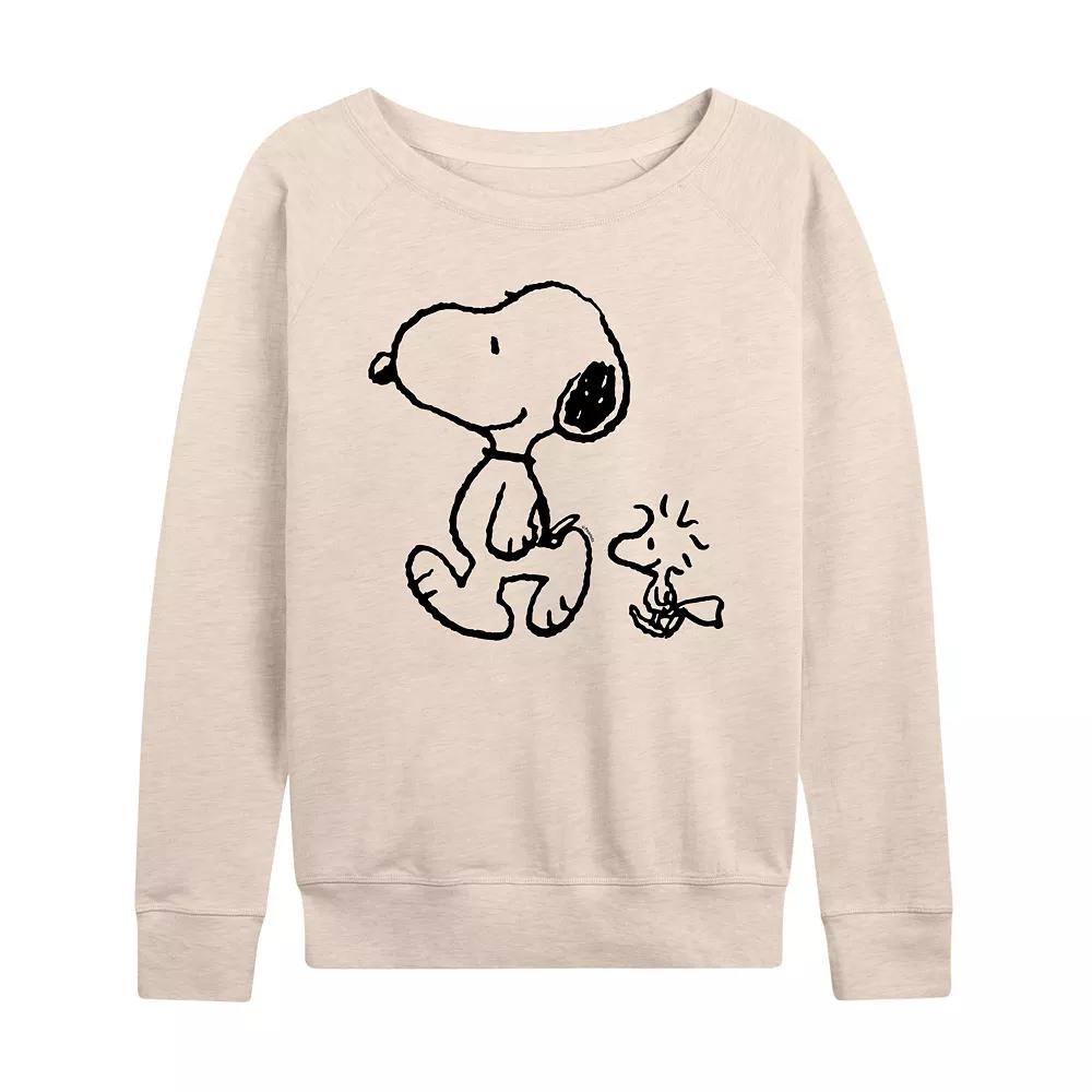 Women's Peanuts Snoopy Woodstock Walk French Terry Long Sleeve Tee, Girl's,  Product Image