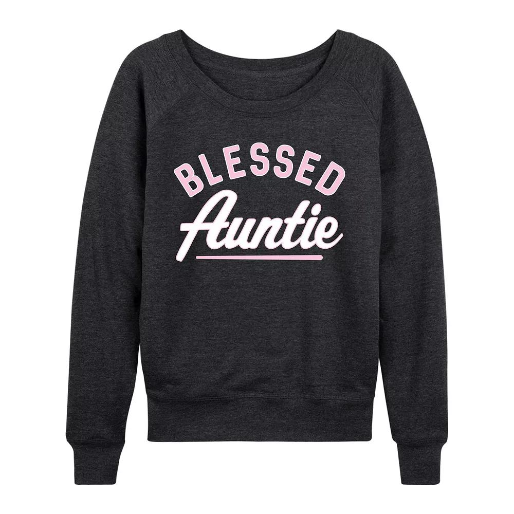 Women's Blessed Auntie French Terry Long Sleeve Tee, Girl's,  Product Image
