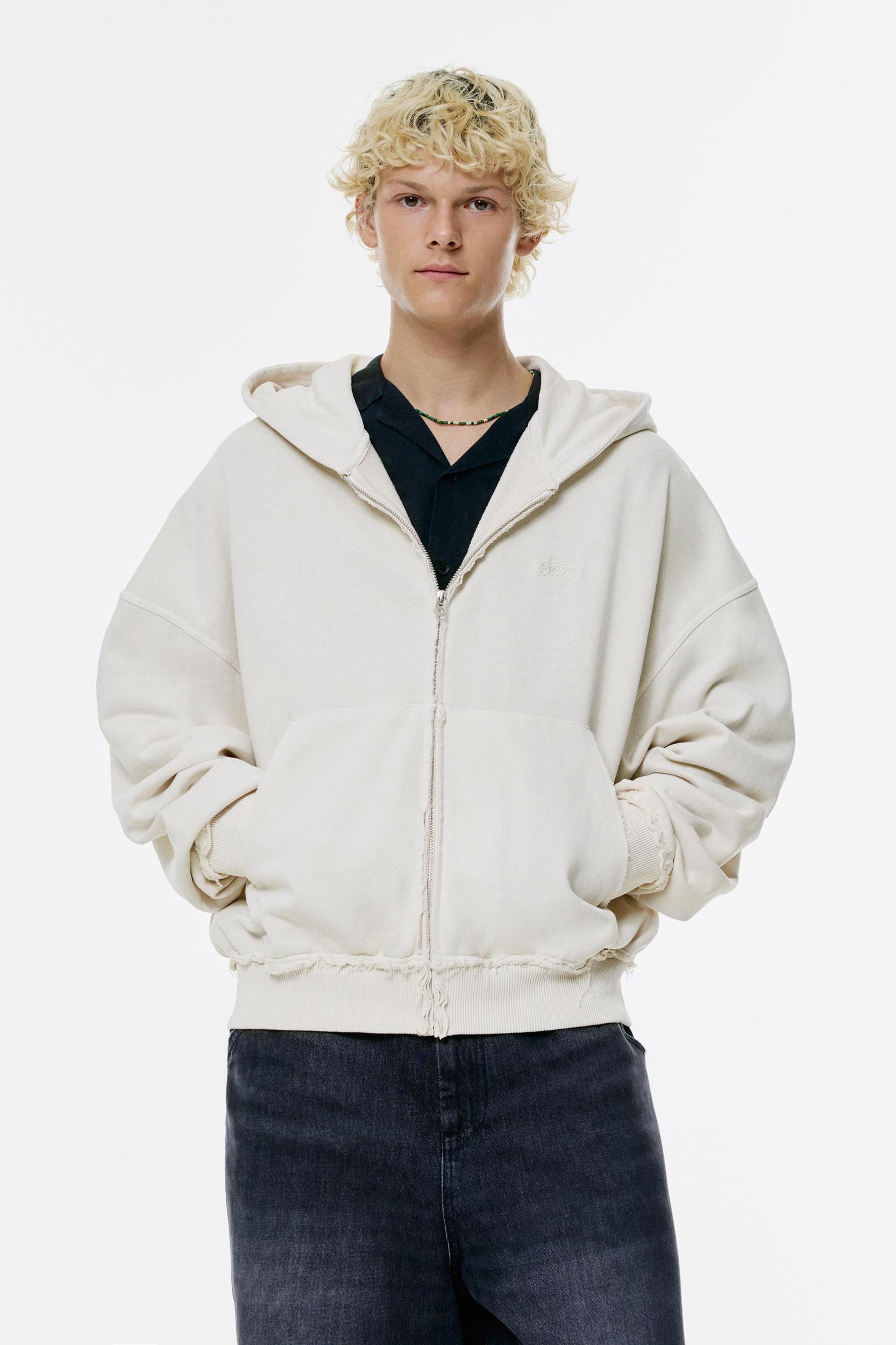 Frayed zip-up hoodie Product Image