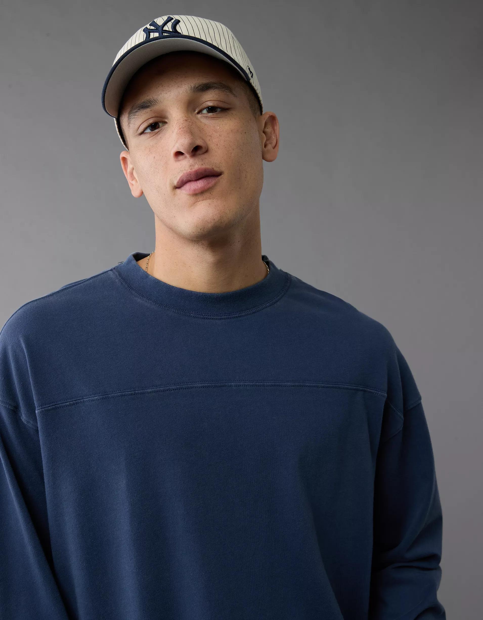 AE Long-Sleeve Boxy Sueded Jersey T-Shirt Product Image