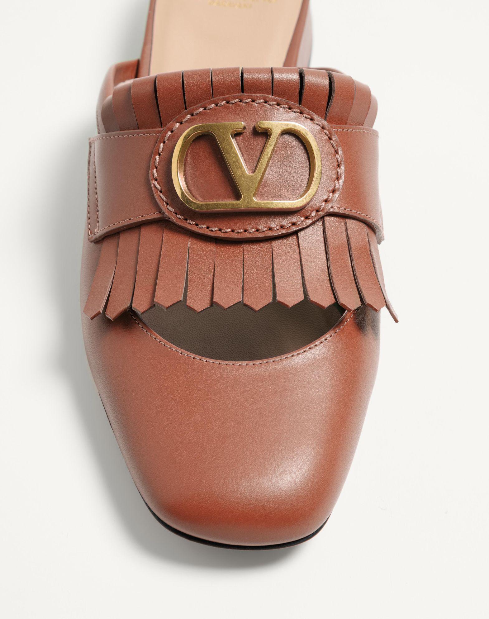 Vlogo Signature Calfskin Moccasin Mule With Fringes 25Mm Product Image