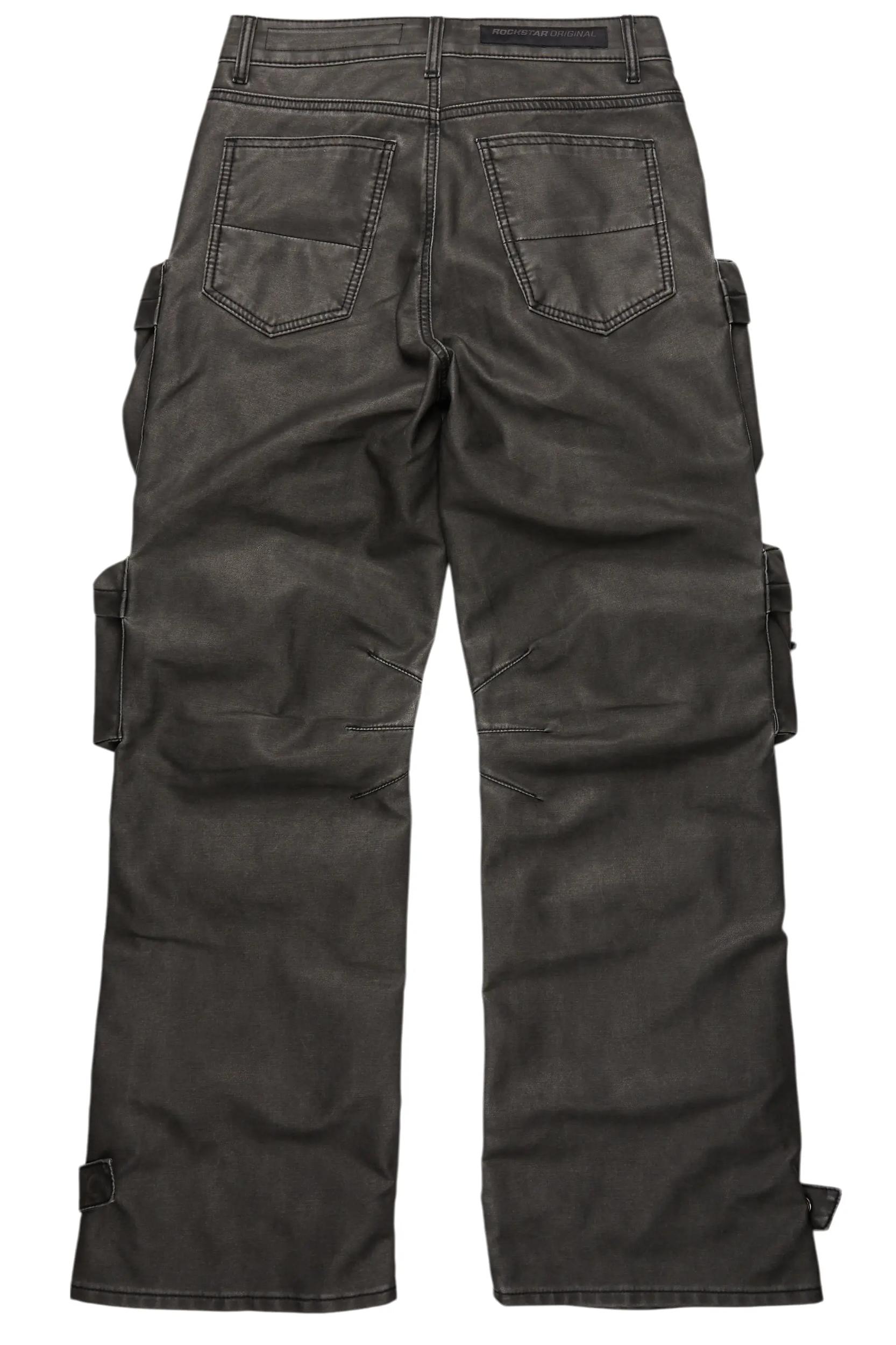 Lenz Black Distressed PU Stacked Leather Jean Male Product Image