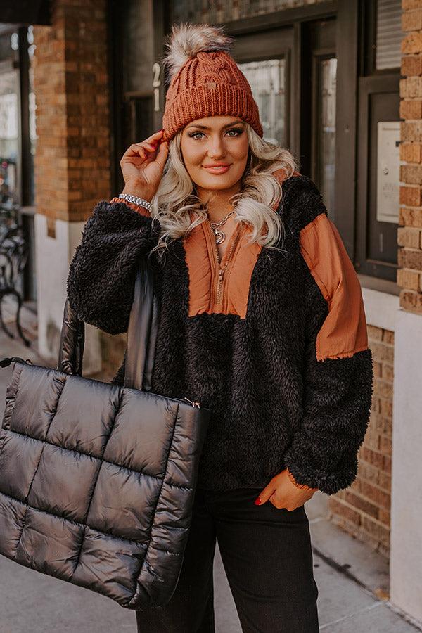 Cuddle So Close Faux Fur Lined Beanie In Dark Rust Product Image