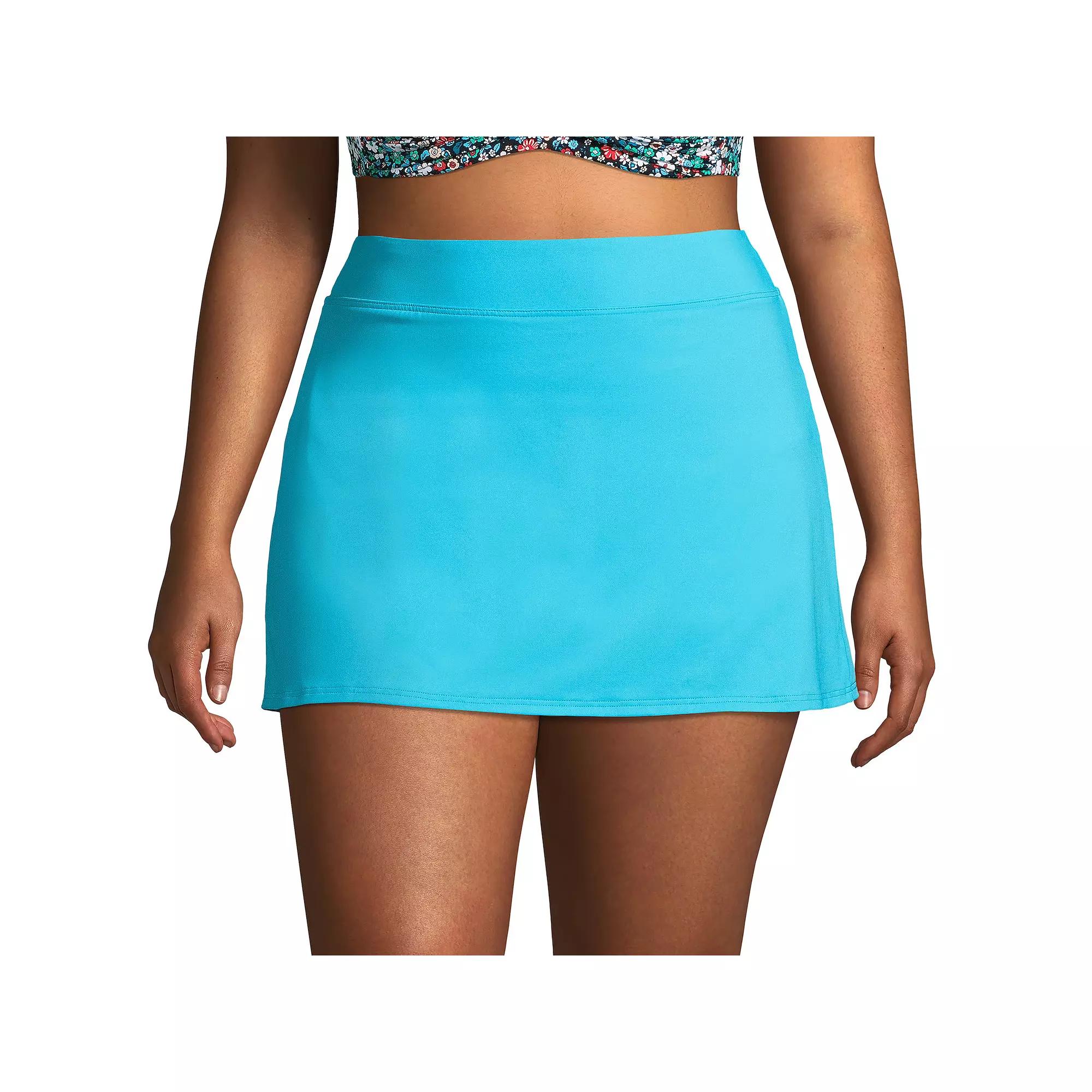 Plus Size Lands End UPF 50 Tummy Slimmer Swim Skirt, Womens Fresh Green Product Image