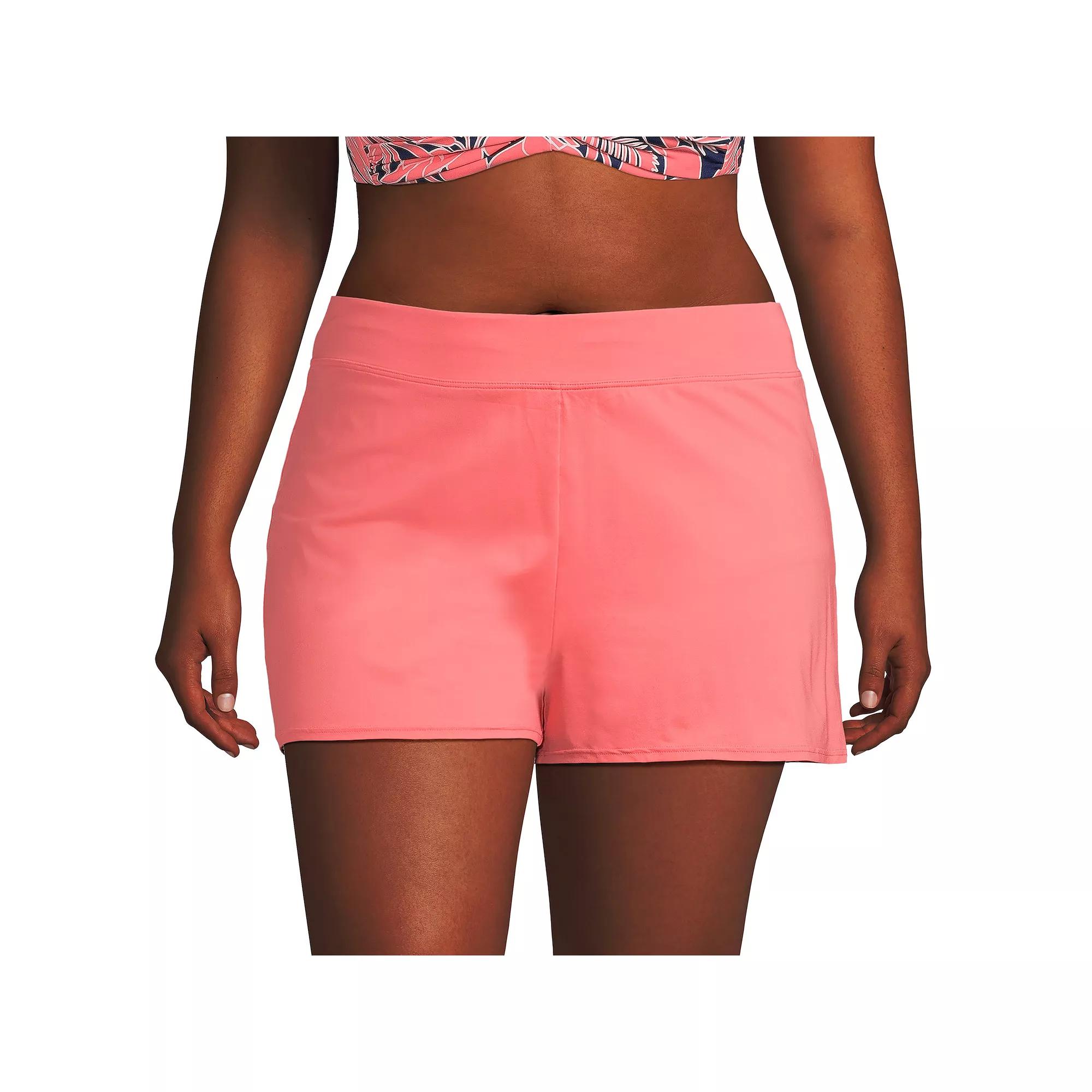 Plus Size Lands' End Chlorine-Resistant Smoothing Control Swim Shorts, Women's, Size: 18 W, Deep  Blue Product Image