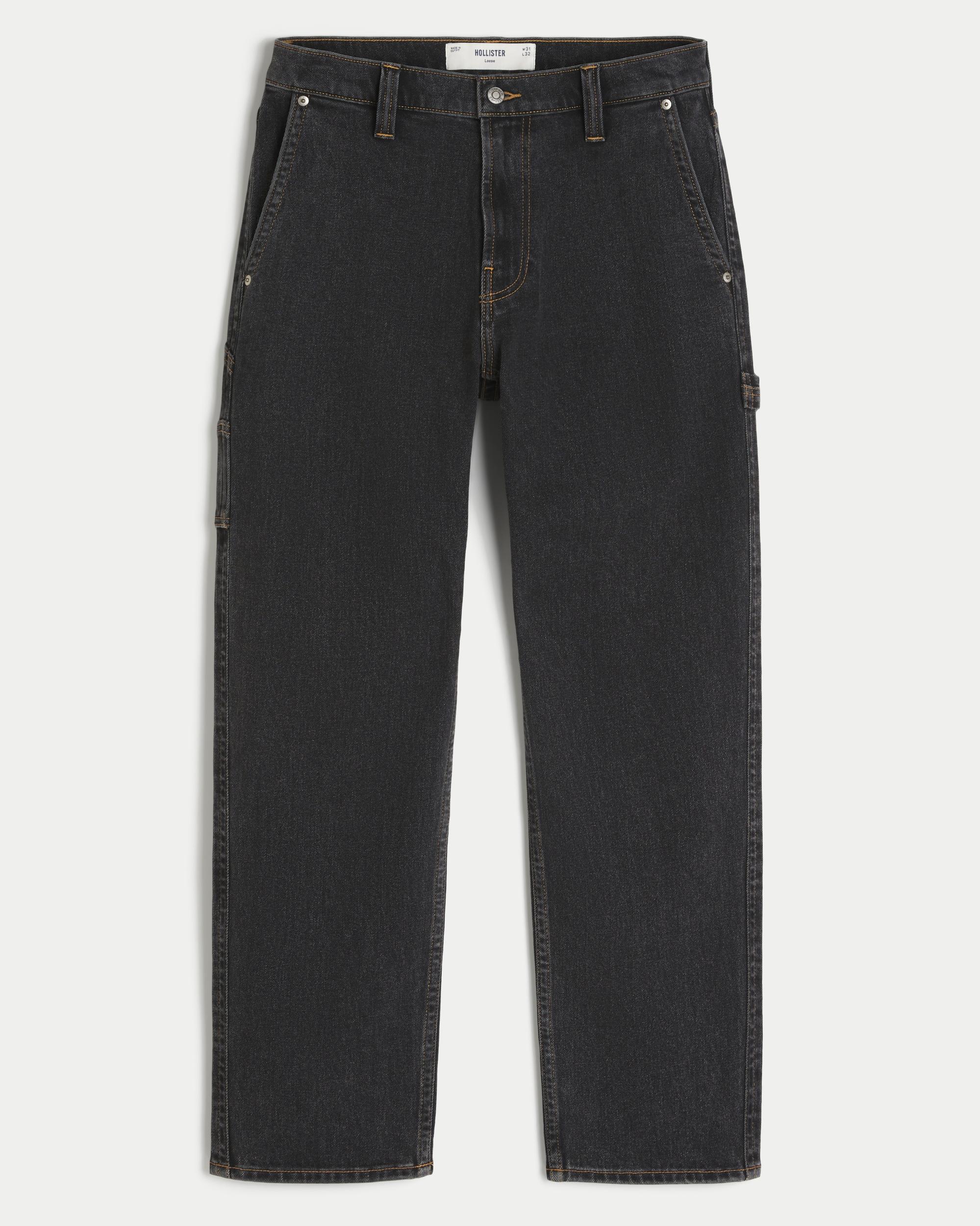 Washed Black Loose Painter Jeans Product Image