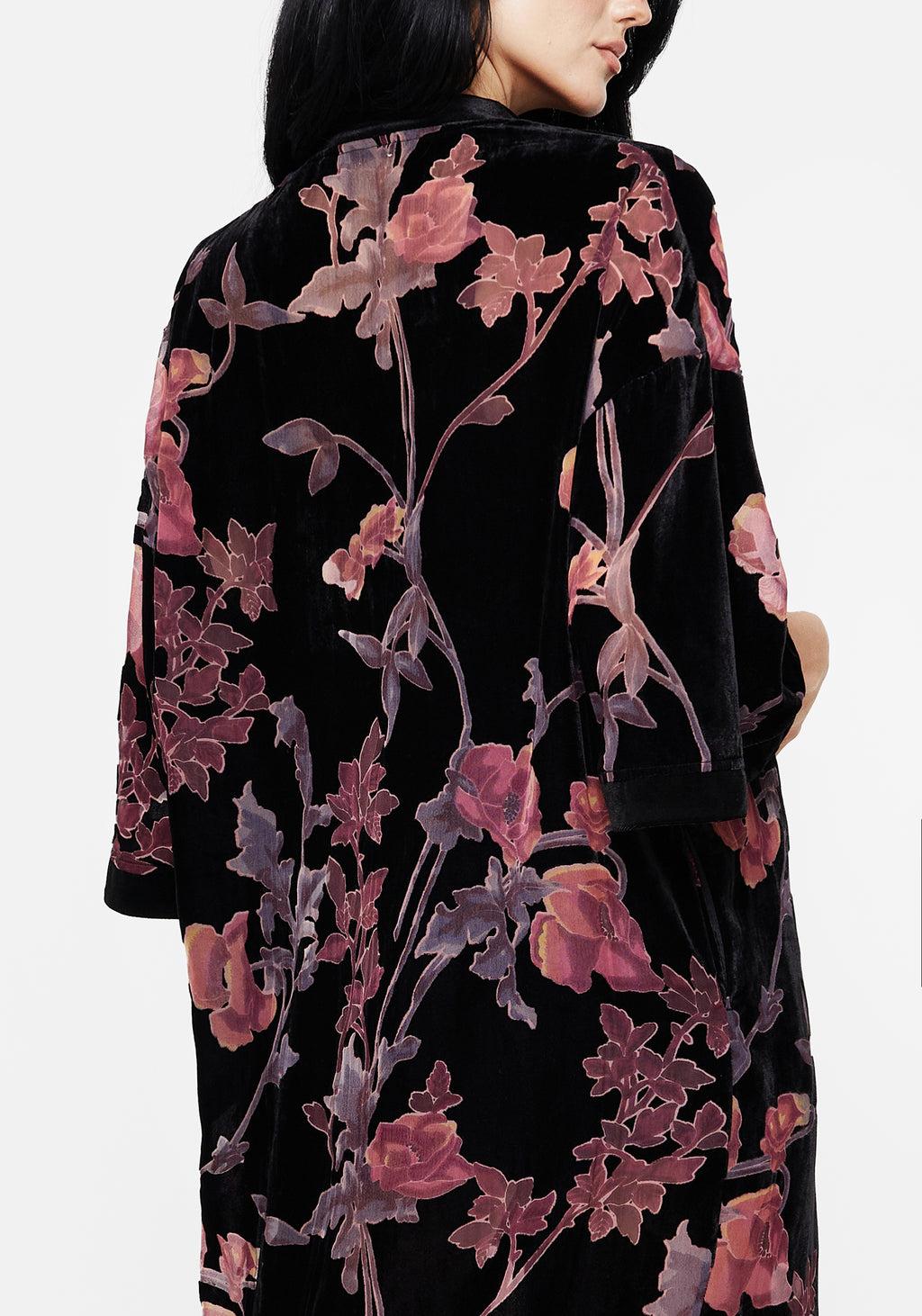 Waterlily Burnout Fringe Trim Longline Kimono Product Image