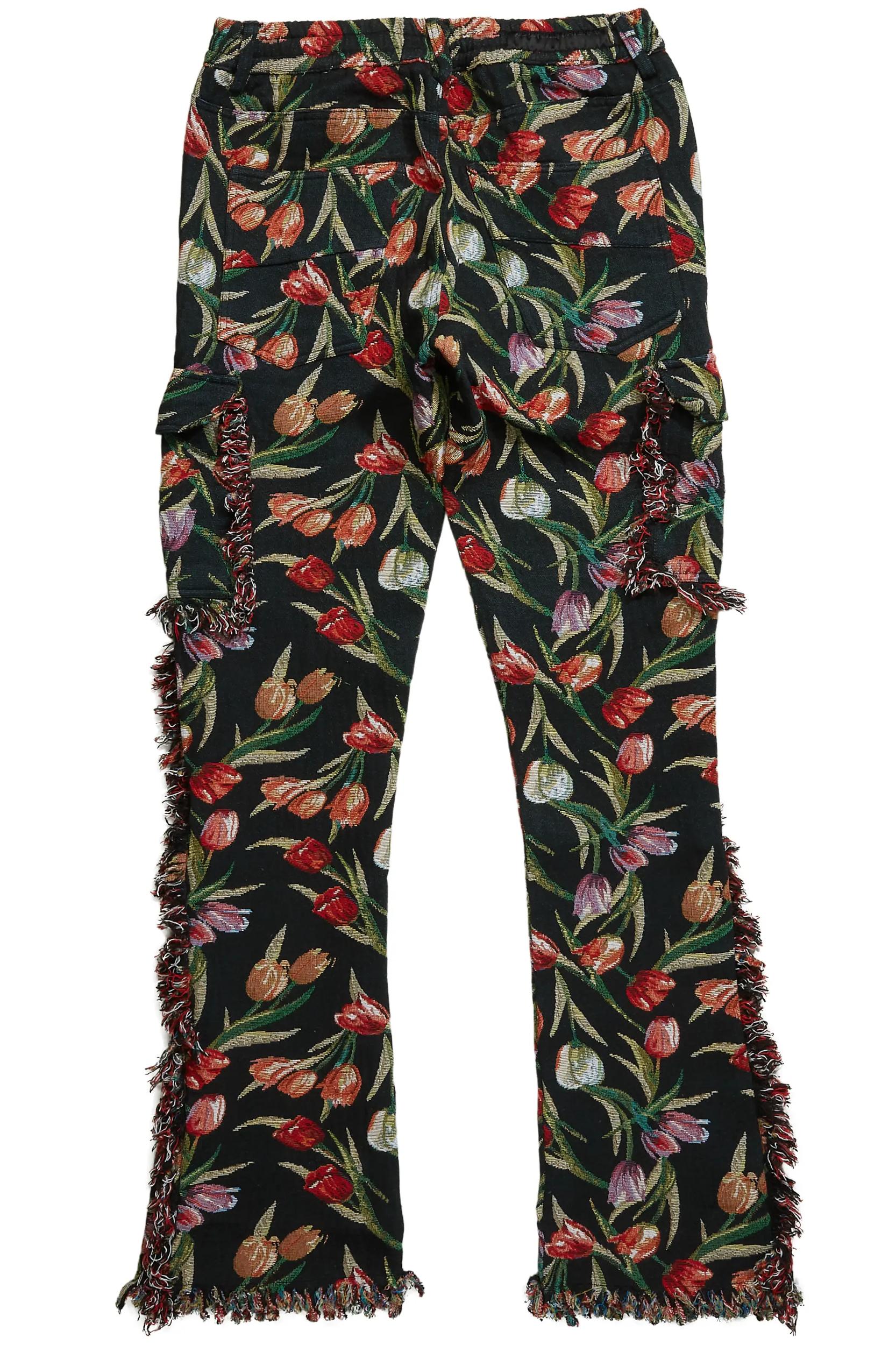 Ayami Black Slim Tapestry Flare Jean Male Product Image