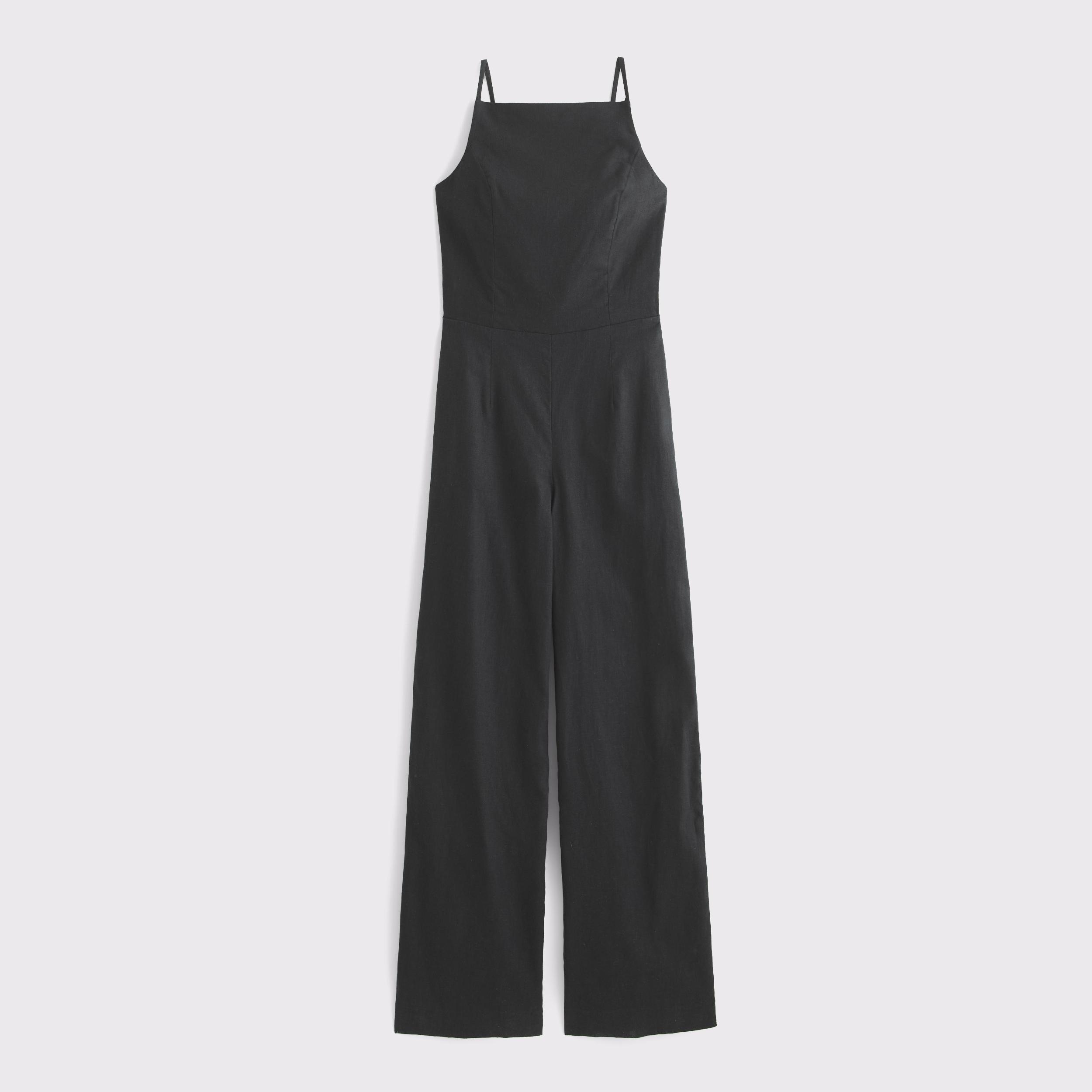 Linen-Blend Apron Jumpsuit Product Image
