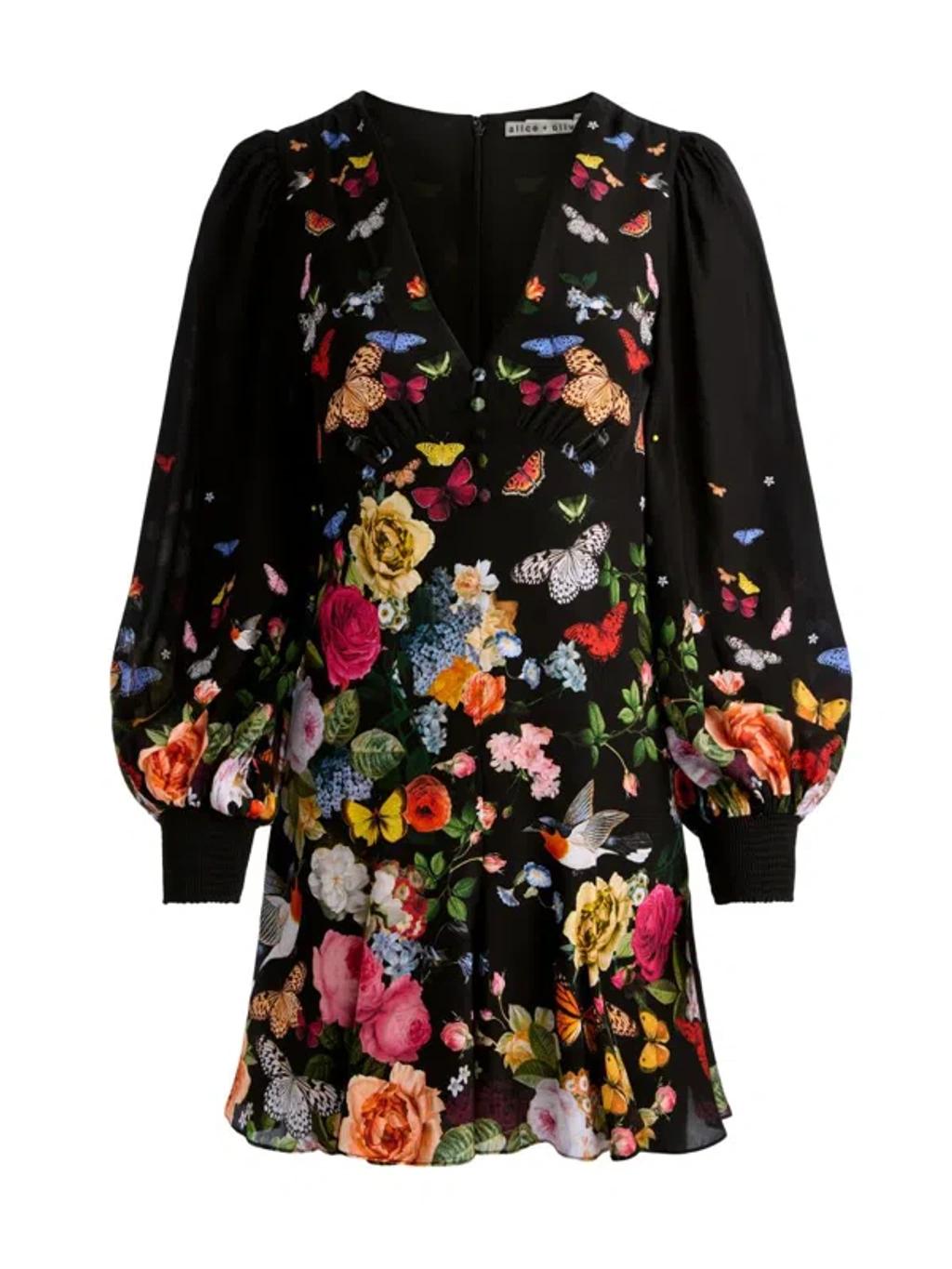 ALICE AND OLIVIA Irene Mini Dress Solar Strength Black In Multi Product Image