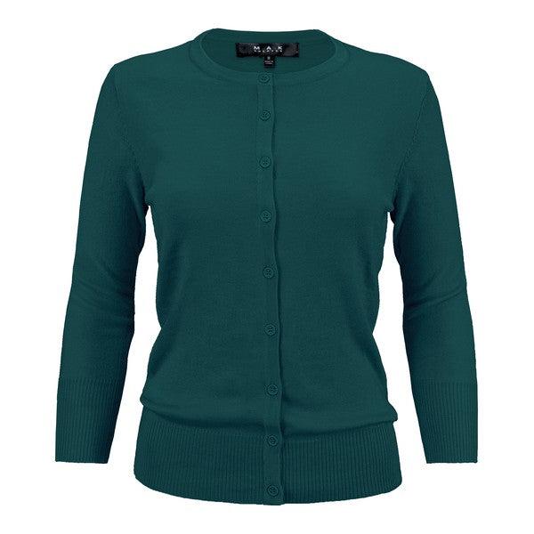 Crewneck Button Down Knit Cardigan Sweater Product Image