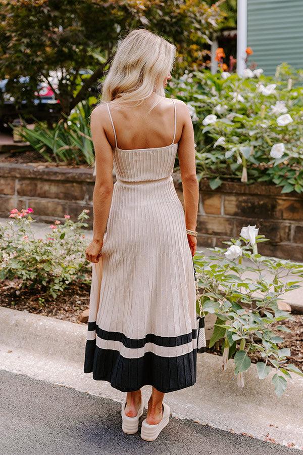 Coastal Cutie Ribbed Maxi Dress in Beige Product Image