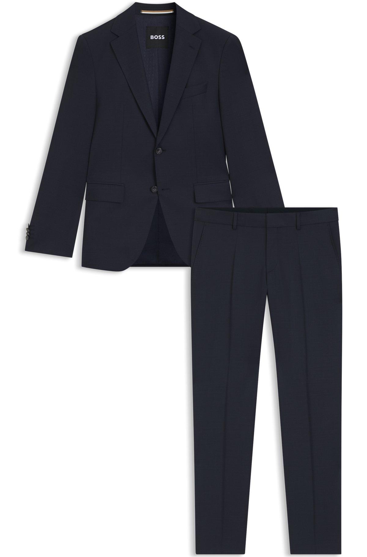 Regular-fit suit in micro-patterned virgin wool Product Image