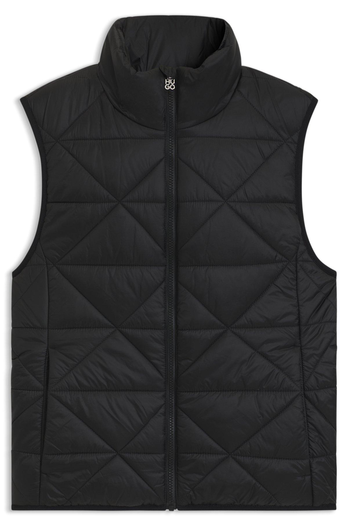 HUGO - Padded gilet with triangle quilting - Black Product Image