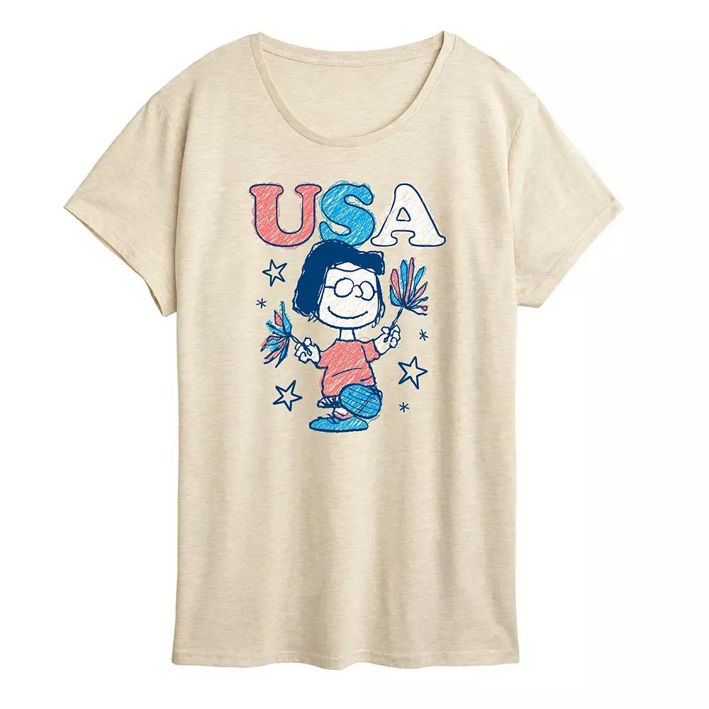 Women's Peanuts Marcie Pom Pom USA Graphic Tee,  Product Image