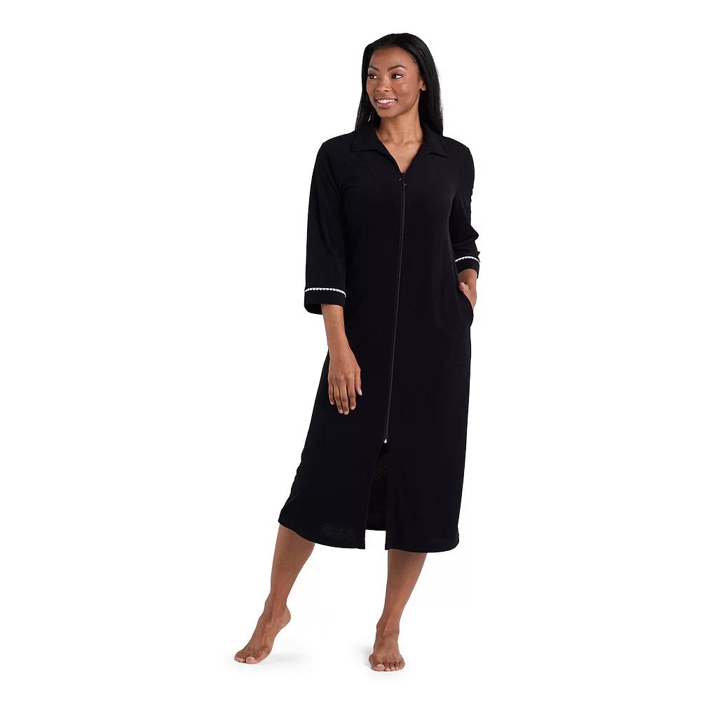 Women's Miss Elaine Essentials Terry Long Zip Robe,  Product Image