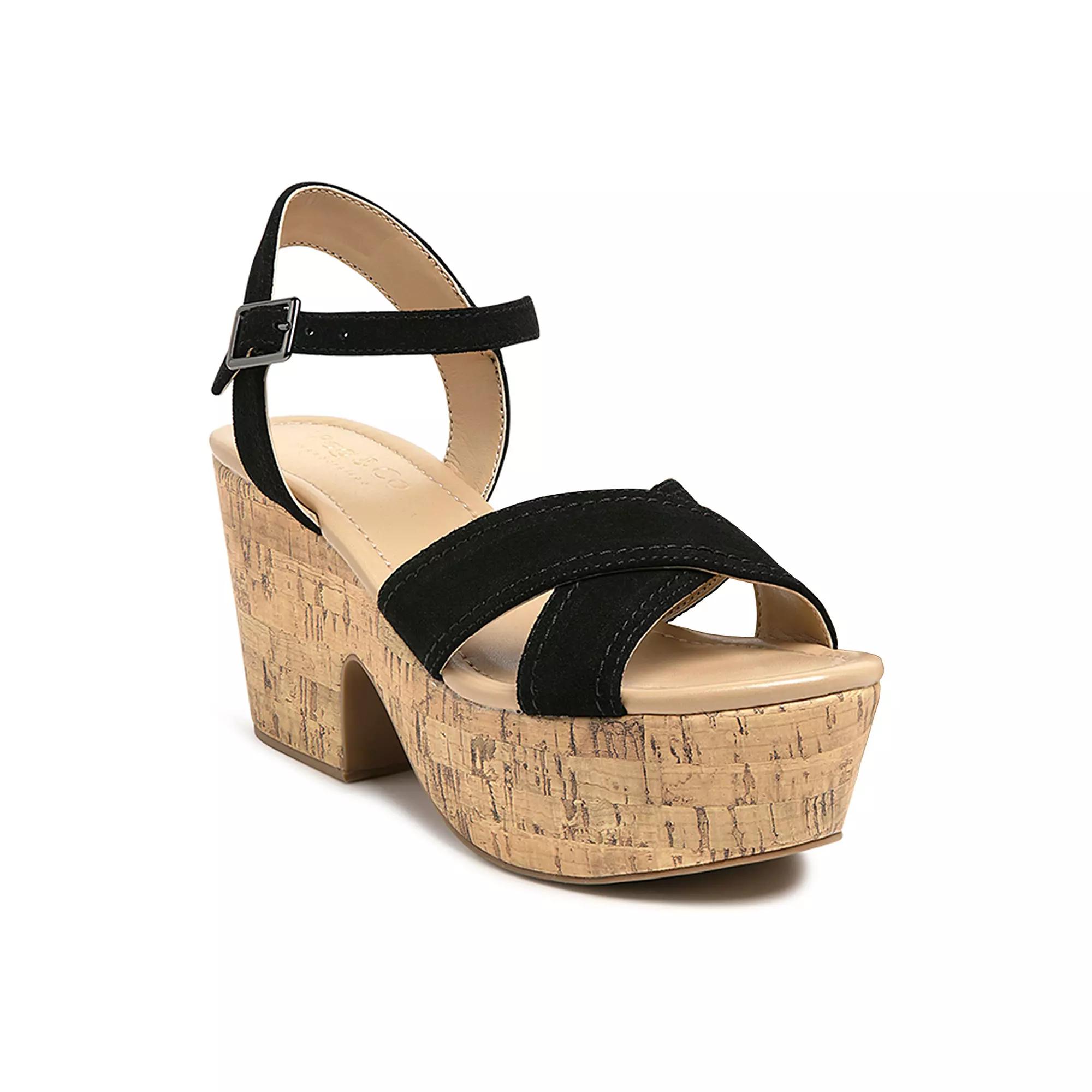 Rag & Co Ulla Women's Suede Platform Sandals,  Product Image