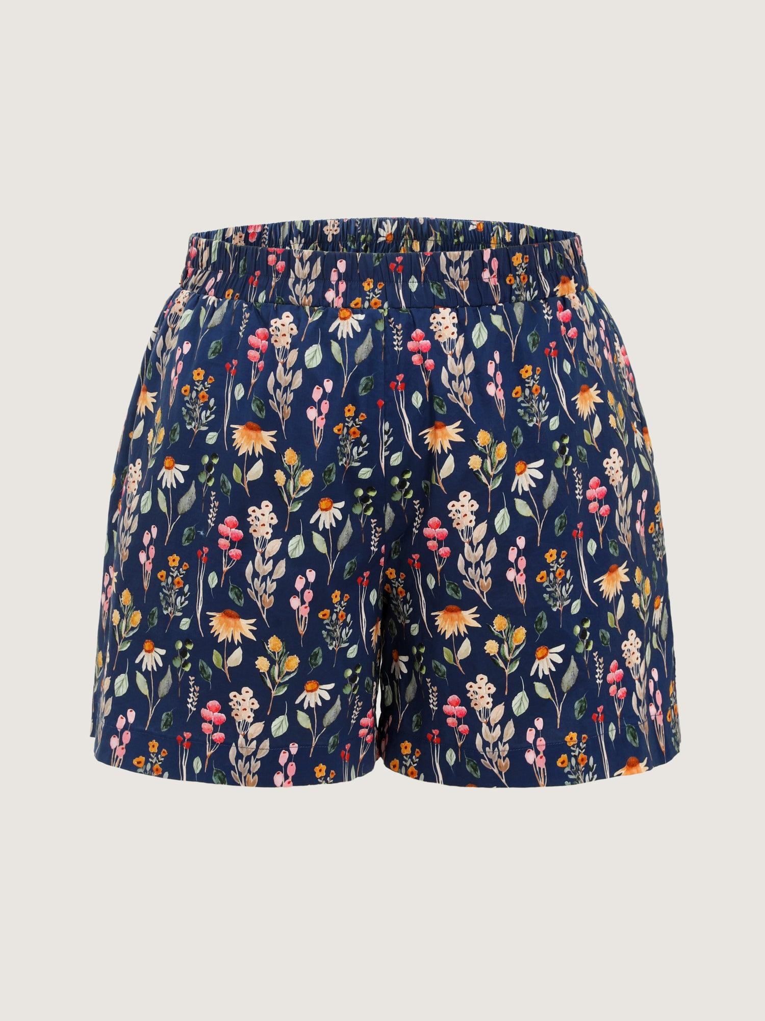 Floral Print Wide Waistband Shorts Female Product Image