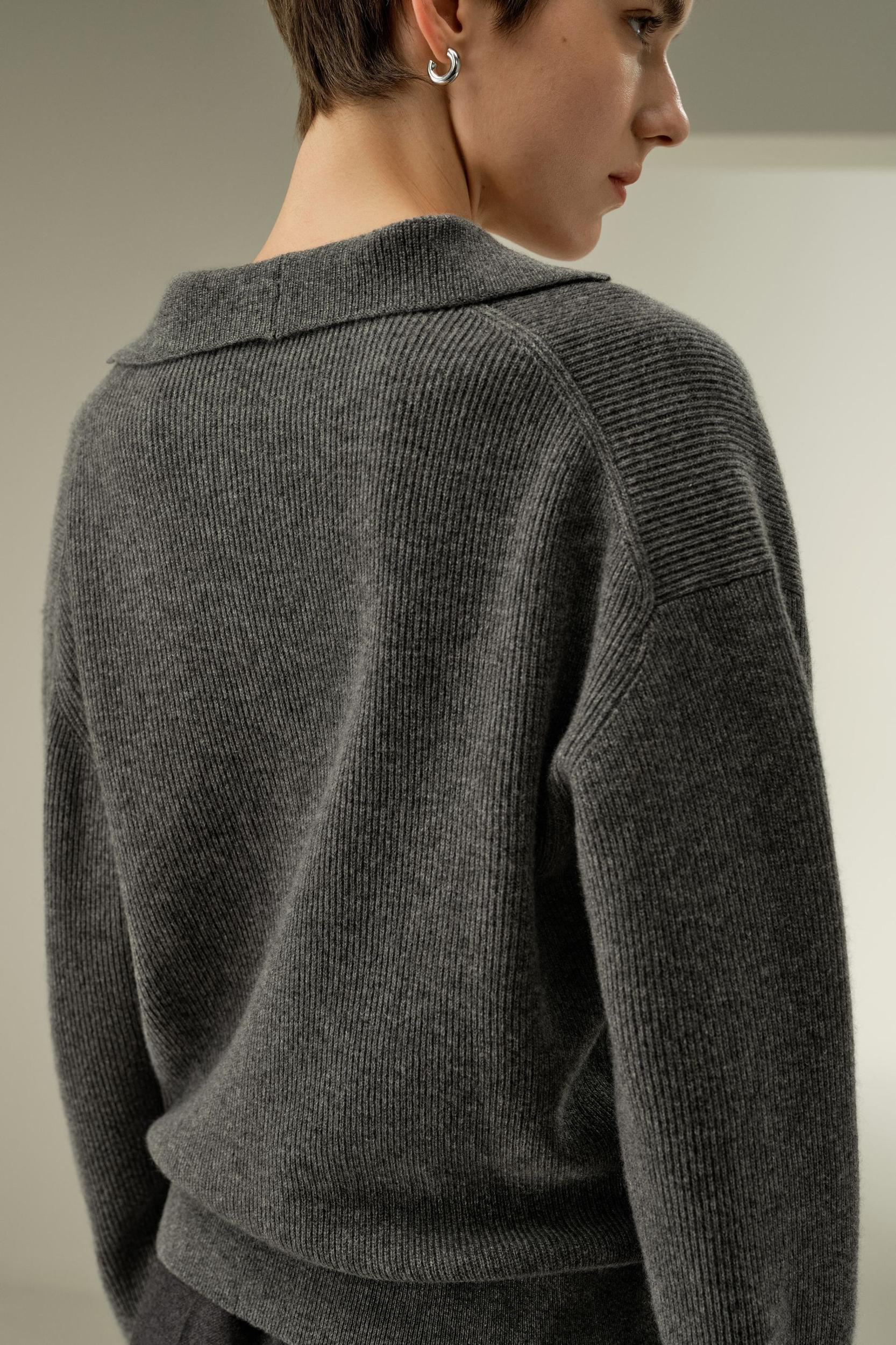 Ribbed Cashmere Polo Sweater Product Image