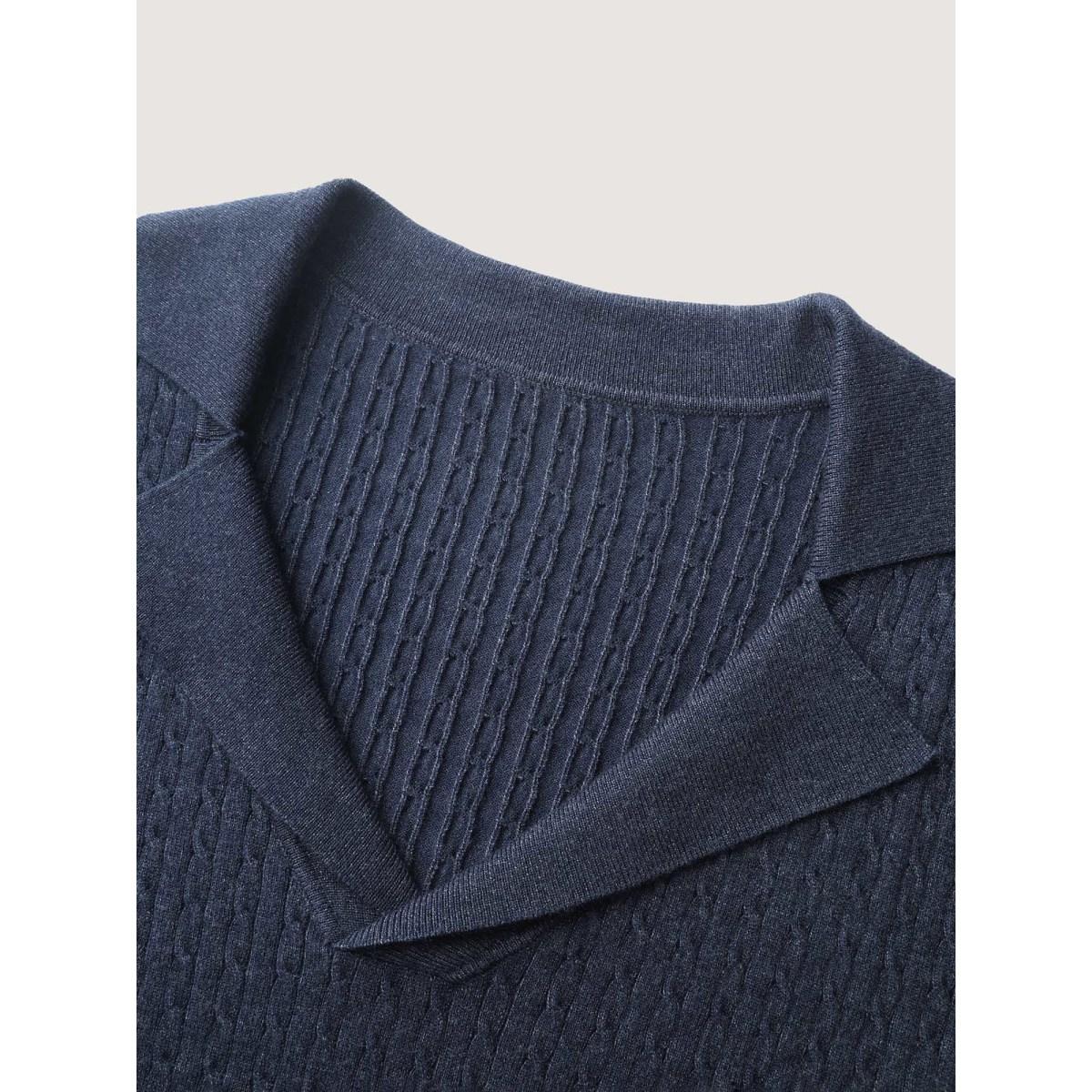 Plus Size Supersoft Cable Knit Blazer Collar Fitted Pullover Indigo Women Leisure Bodycon Long Sleeve Suit Collar Casual Pullovers BloomChic 10/M Product Image