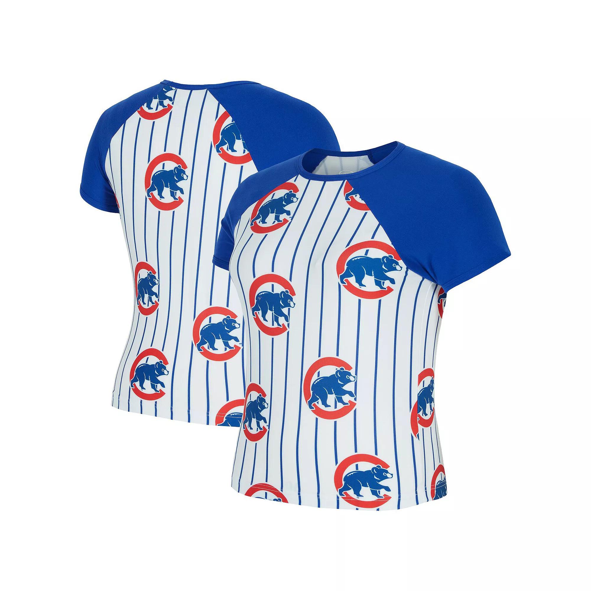 Women's Concepts Sport  White Chicago Cubs Outbound Pinstripe Raglan T-Shirt, Size: 2XL Product Image